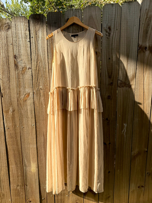 Louiza Babouryan Silk Chiffon Blush Maxi