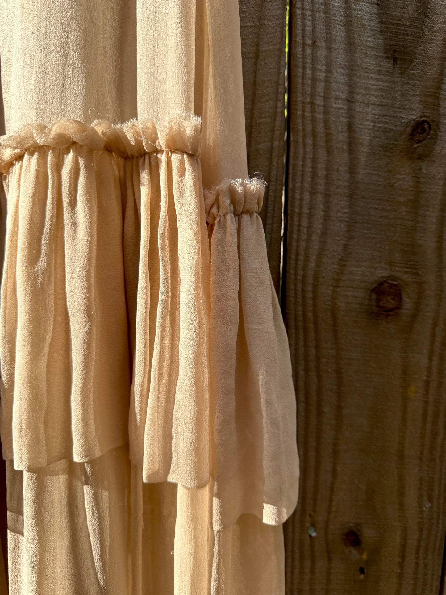 Louiza Babouryan Silk Chiffon Blush Maxi