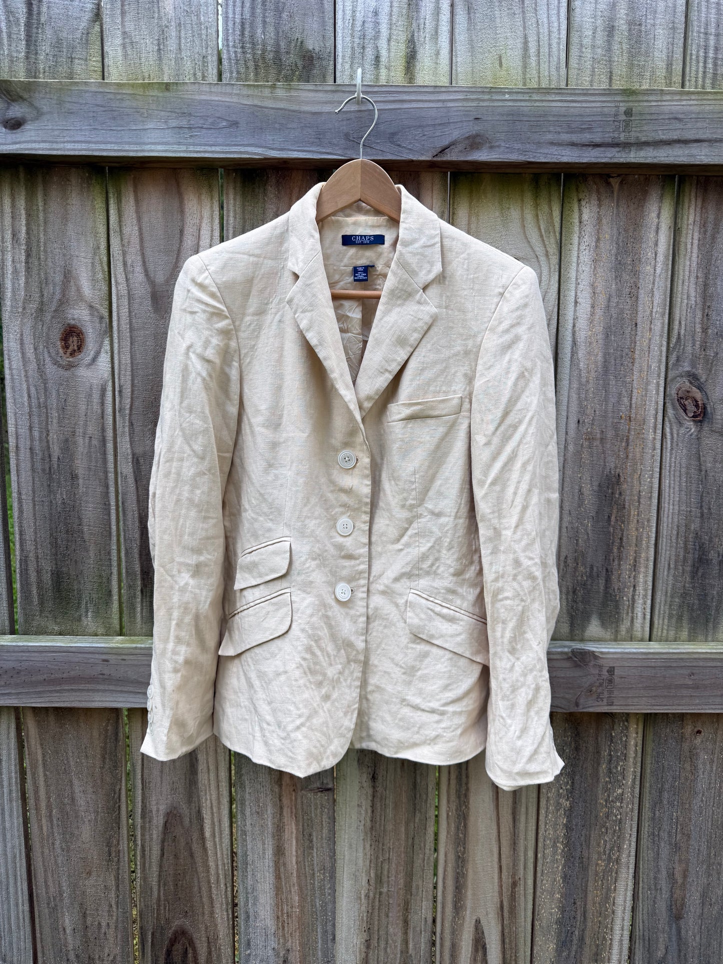 Chaps Oatmeal Linen Blazer