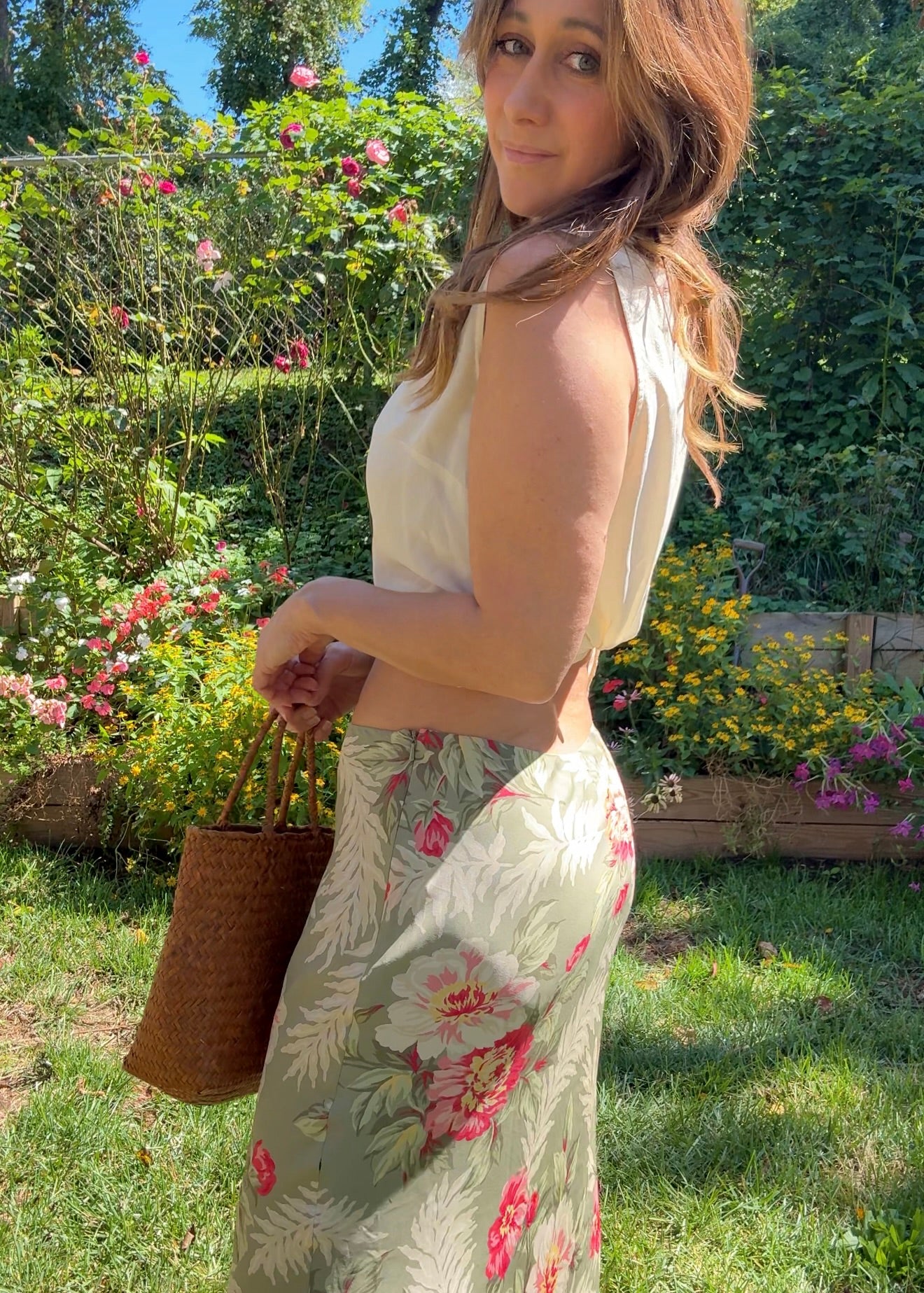 Vintage Silk Floral Slip Skirt — Sunday Honey Rework