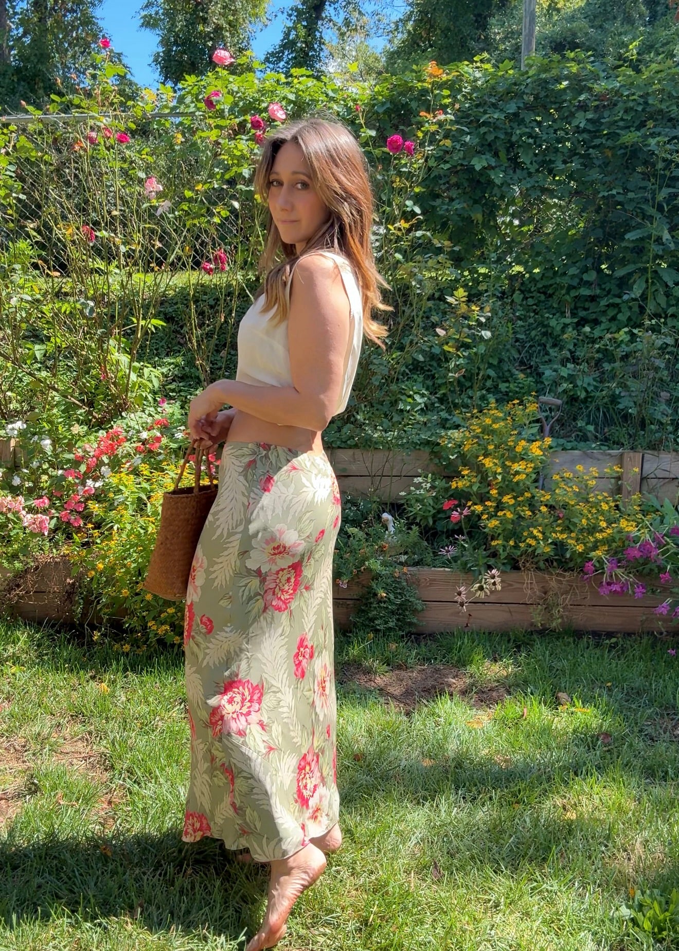 Vintage Silk Floral Slip Skirt — Sunday Honey Rework