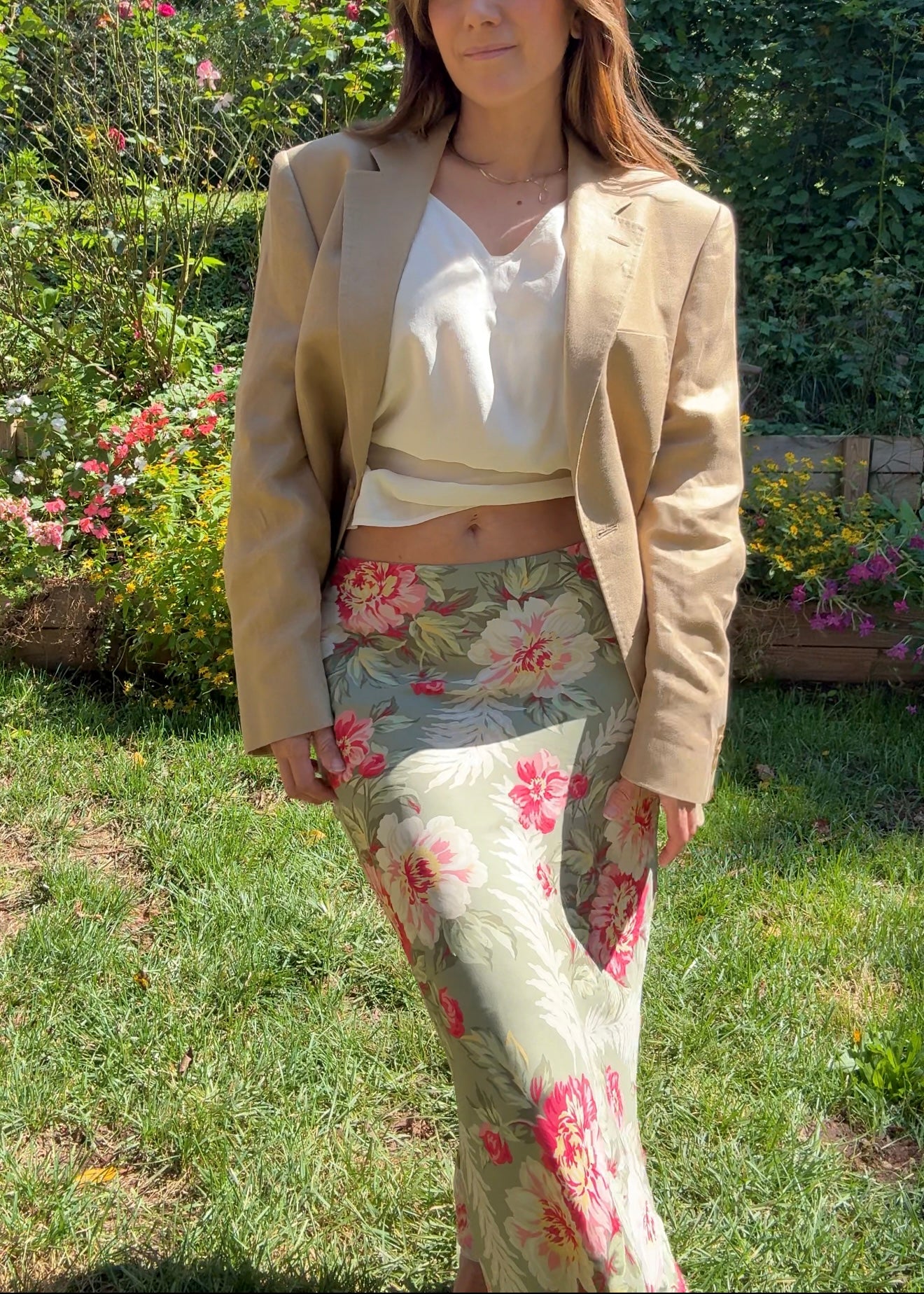 Vintage Silk Floral Slip Skirt — Sunday Honey Rework