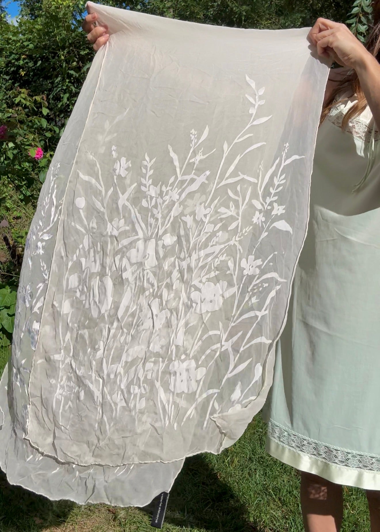 Vintage Silk-Blend Floral Burnout Scarf