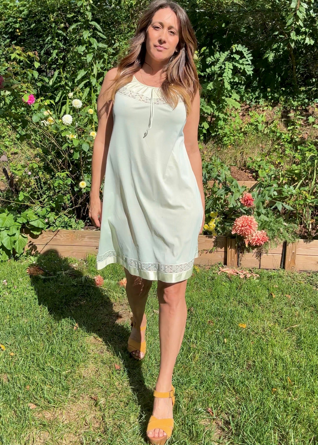 True Vintage Pistachio Slip Dress (1970s) / Nightgown