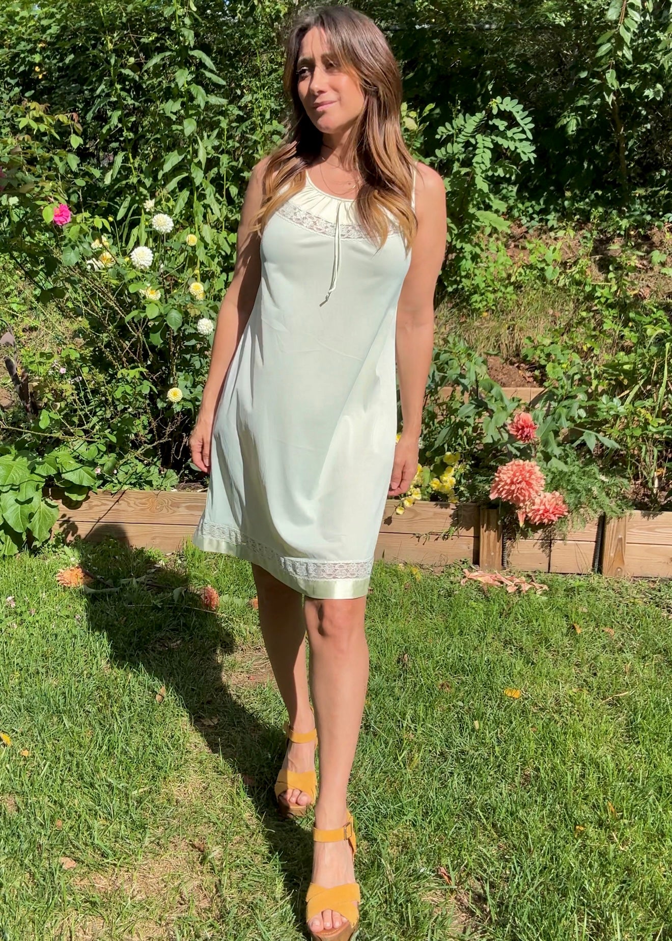 True Vintage Pistachio Slip Dress (1970s) / Nightgown