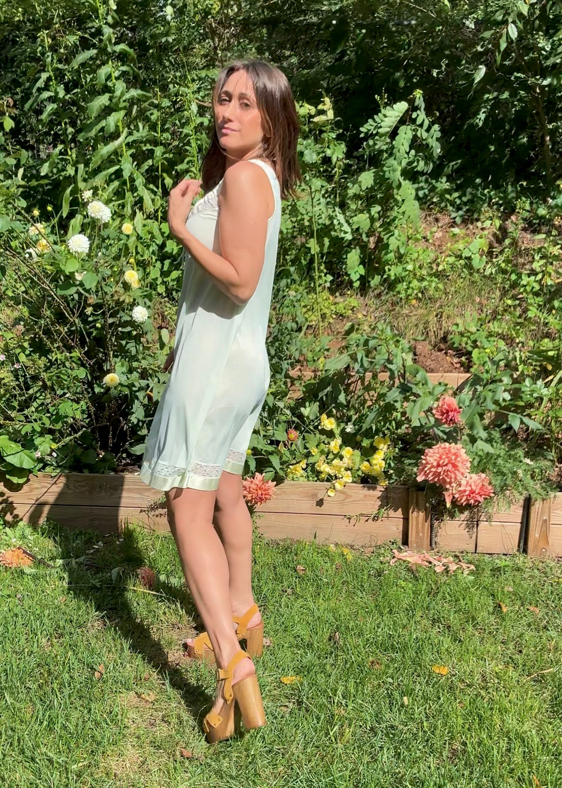 True Vintage Pistachio Slip Dress (1970s) / Nightgown