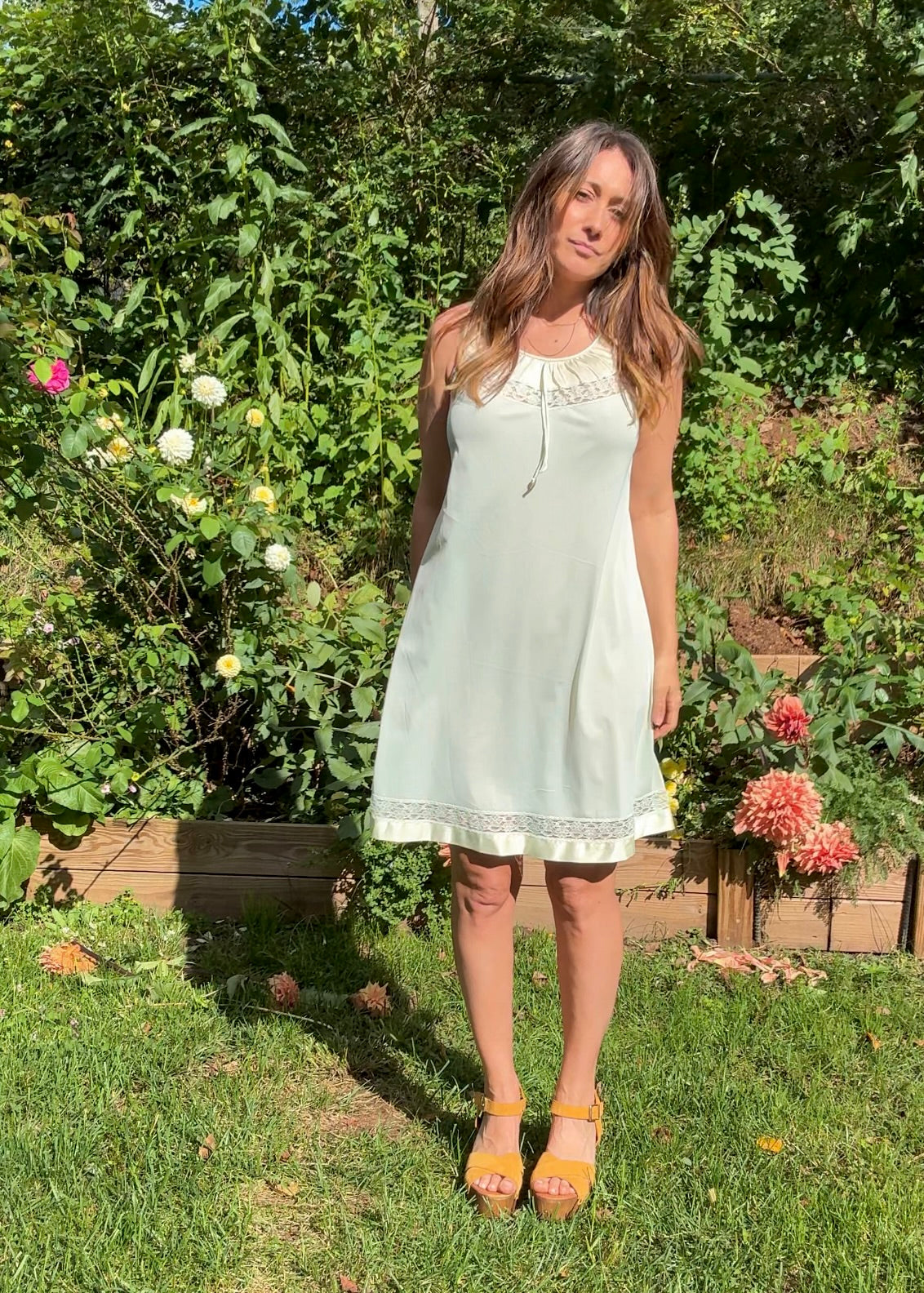 True Vintage Pistachio Slip Dress (1970s) / Nightgown