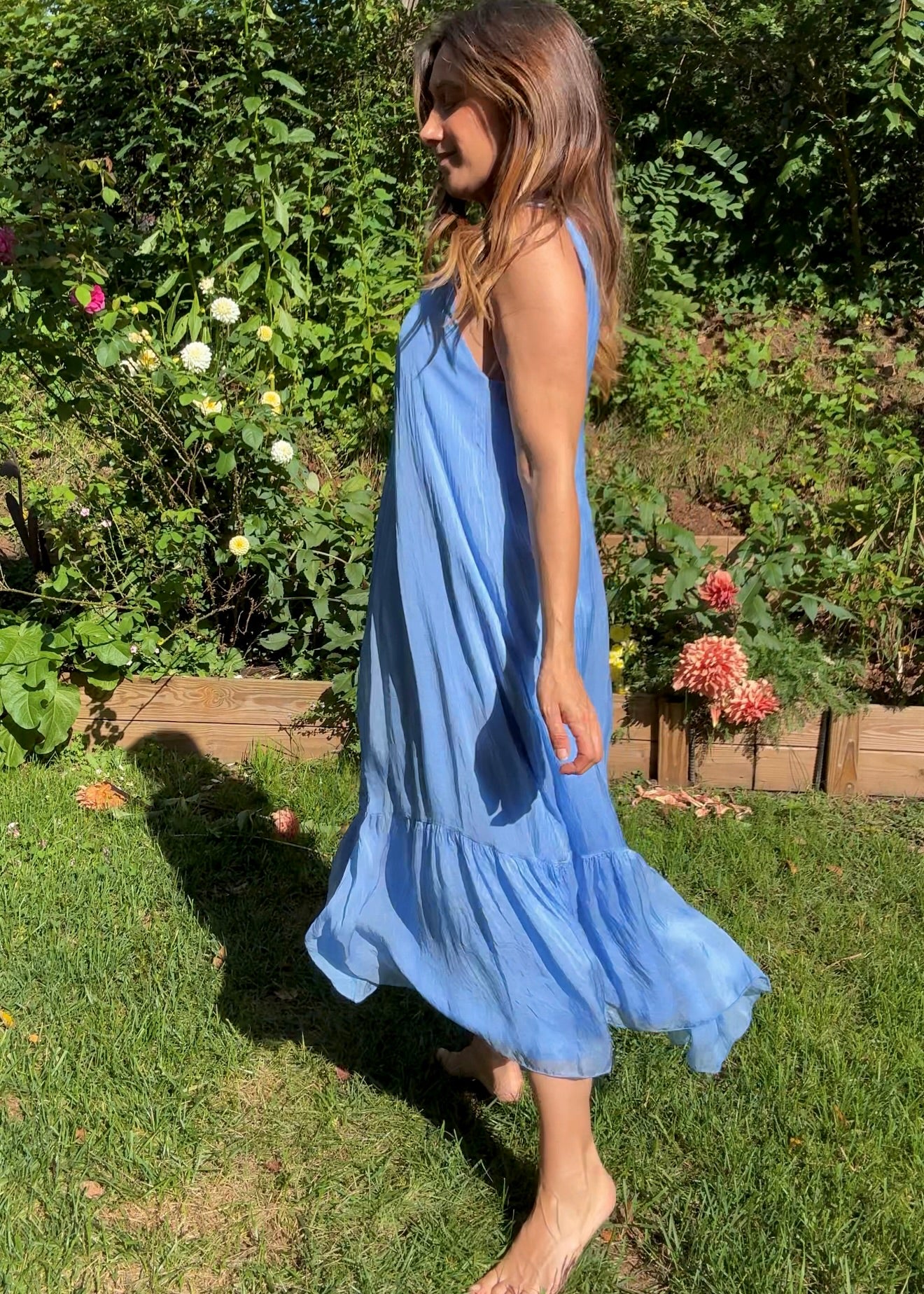 FRNCH Paris Blue Midi Dress — Made in Italy