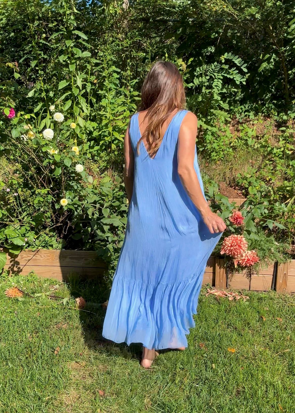 FRNCH Paris Blue Midi Dress — Made in Italy