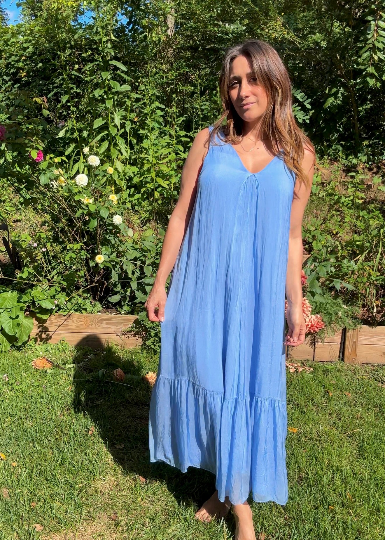 FRNCH Paris Blue Midi Dress — Made in Italy