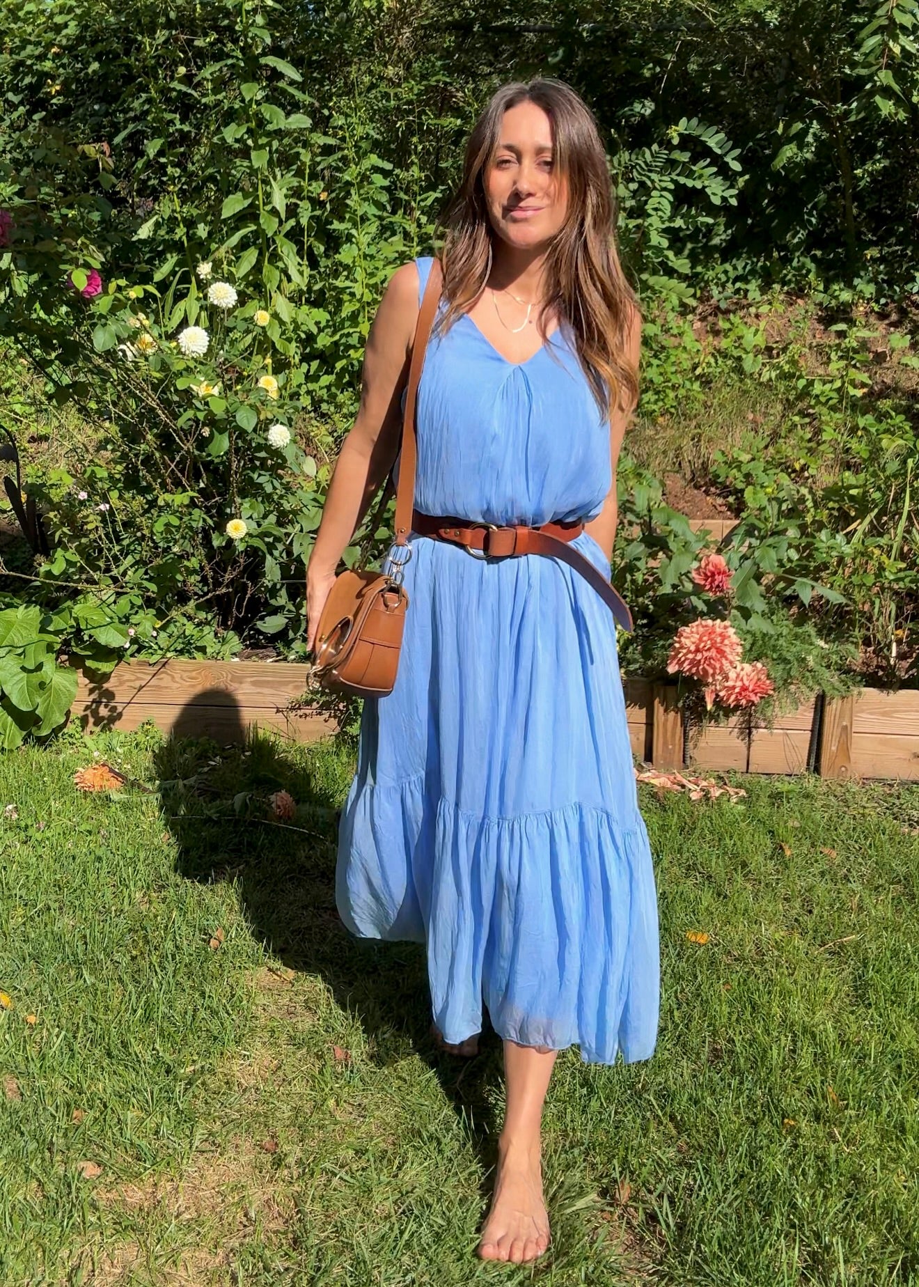 FRNCH Paris Blue Midi Dress — Made in Italy