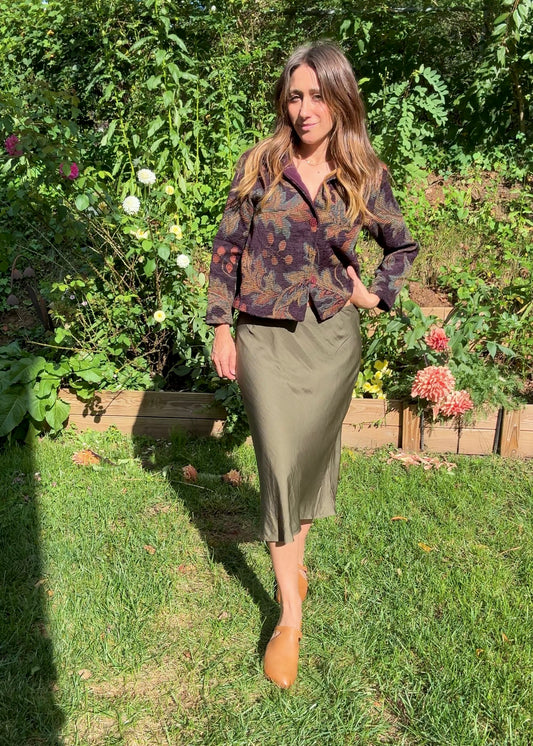 Halston Olive Slip Skirt