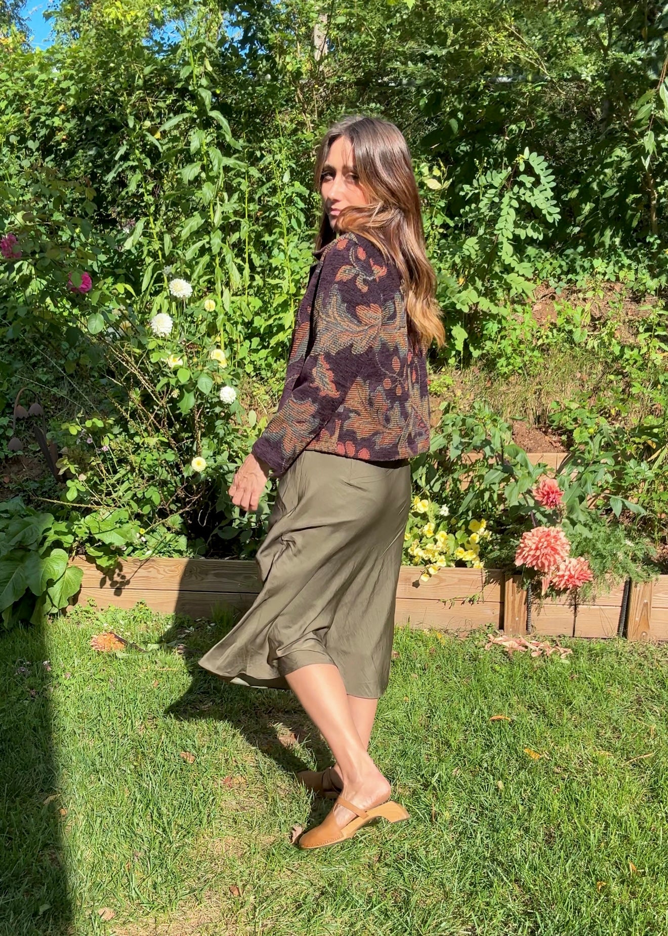 Halston Olive Slip Skirt