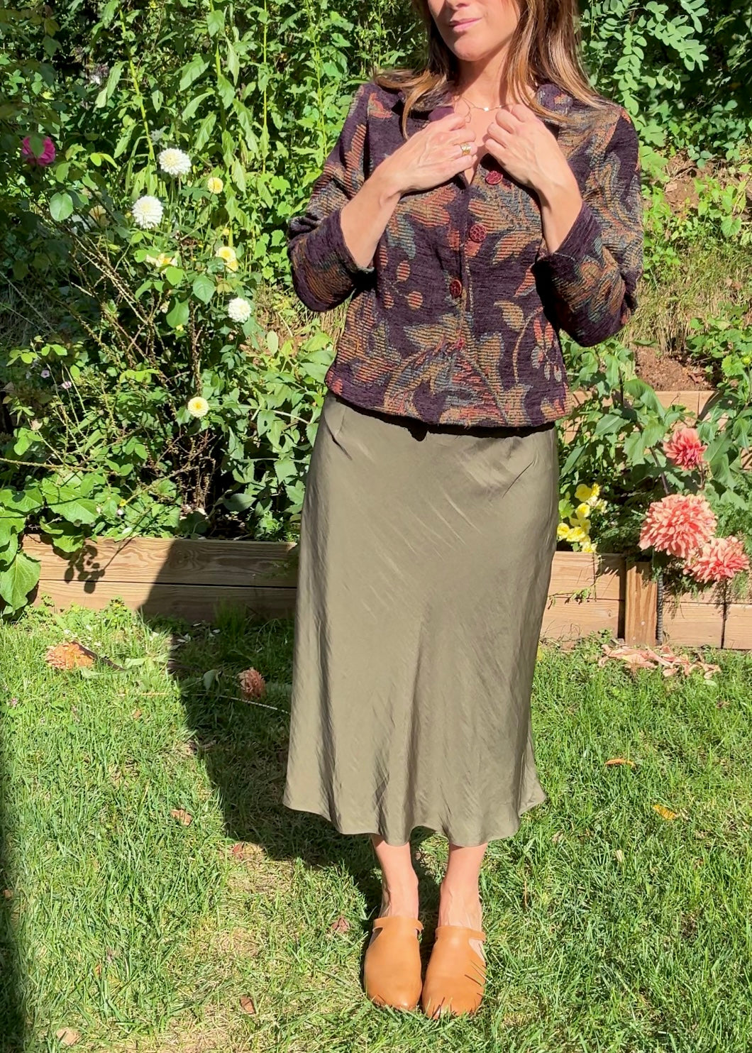 Halston Olive Slip Skirt