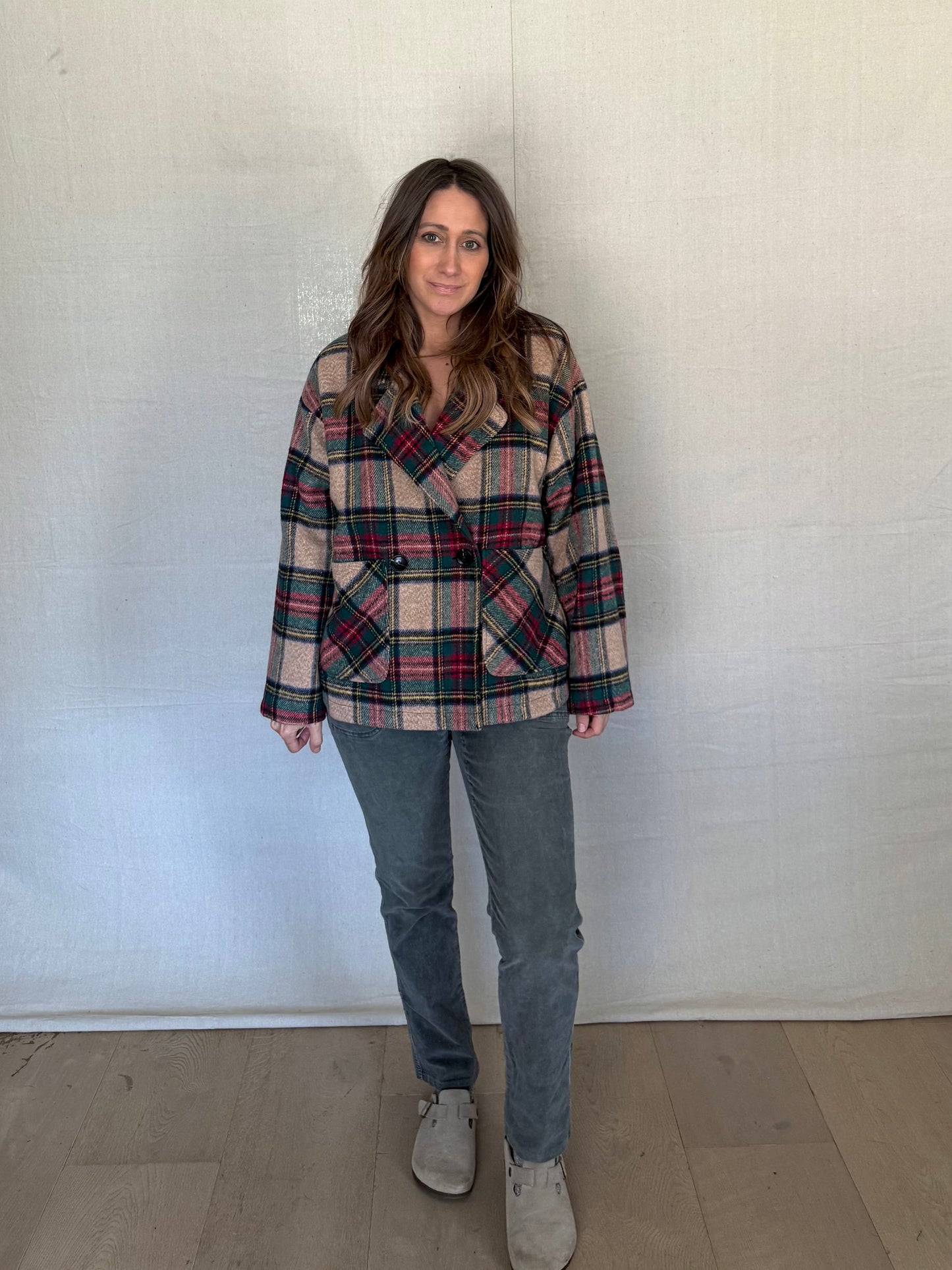 Soft Plaid Fleece-Lined Jacket