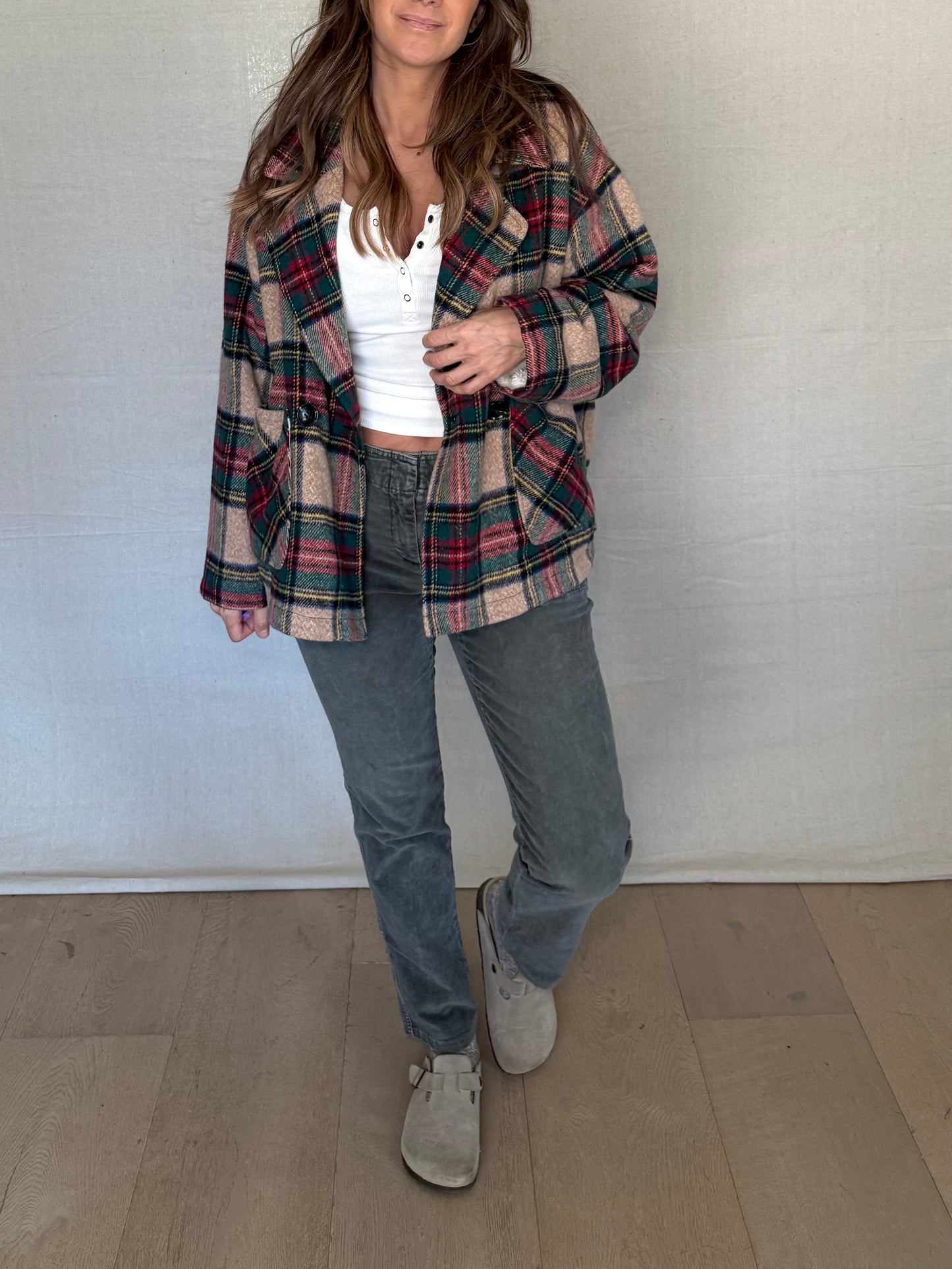 Soft Plaid Fleece-Lined Jacket