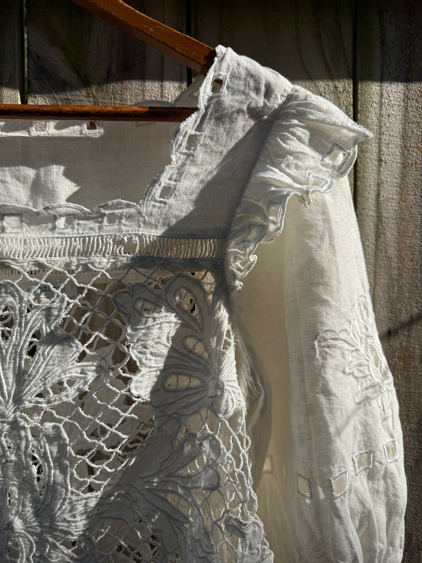 Sundance White Lace Cutwork Blouse | Sheer Cotton Lace Top | Crochet Embroidery | Resort Wear