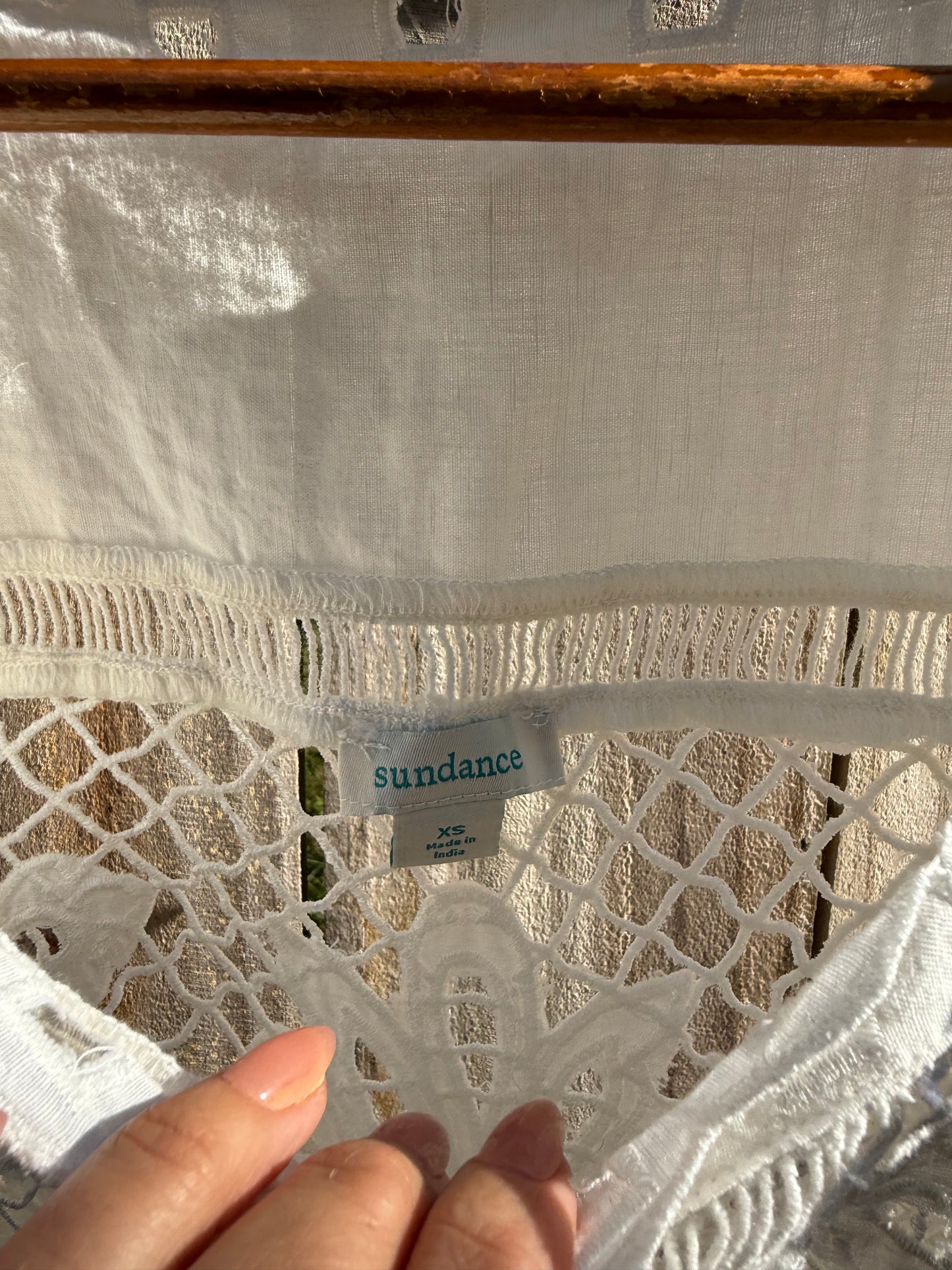 Sundance White Lace Cutwork Blouse | Sheer Cotton Lace Top | Crochet Embroidery | Resort Wear