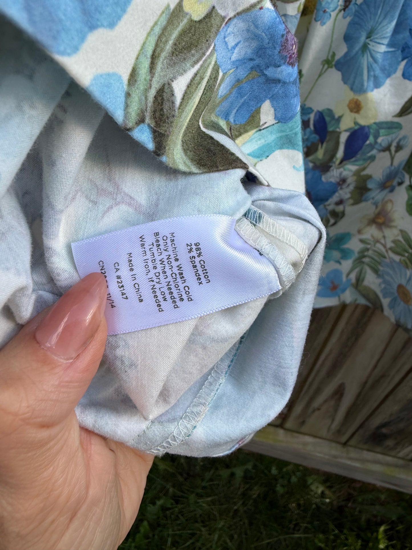 Talbots Blue Botanical Pleated Cotton Skirt | Heirloom Summer Floral Garden Skirt