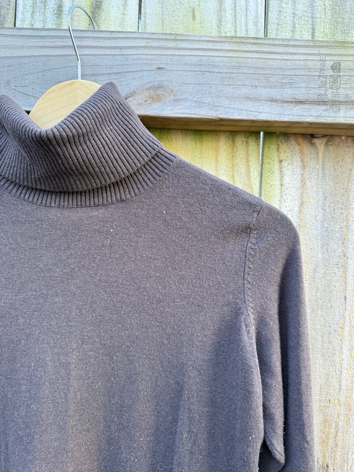 Espresso Brown Silk Cashmere Turtleneck Sweater