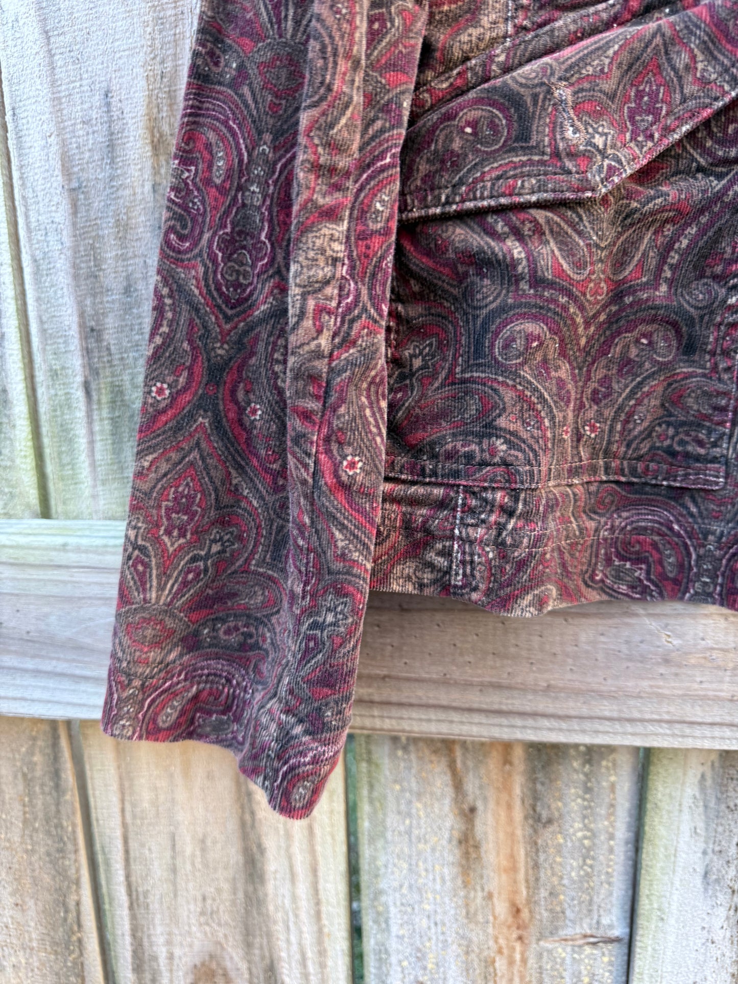 Paisley Corduroy Field Jacket - Burgundy Brown