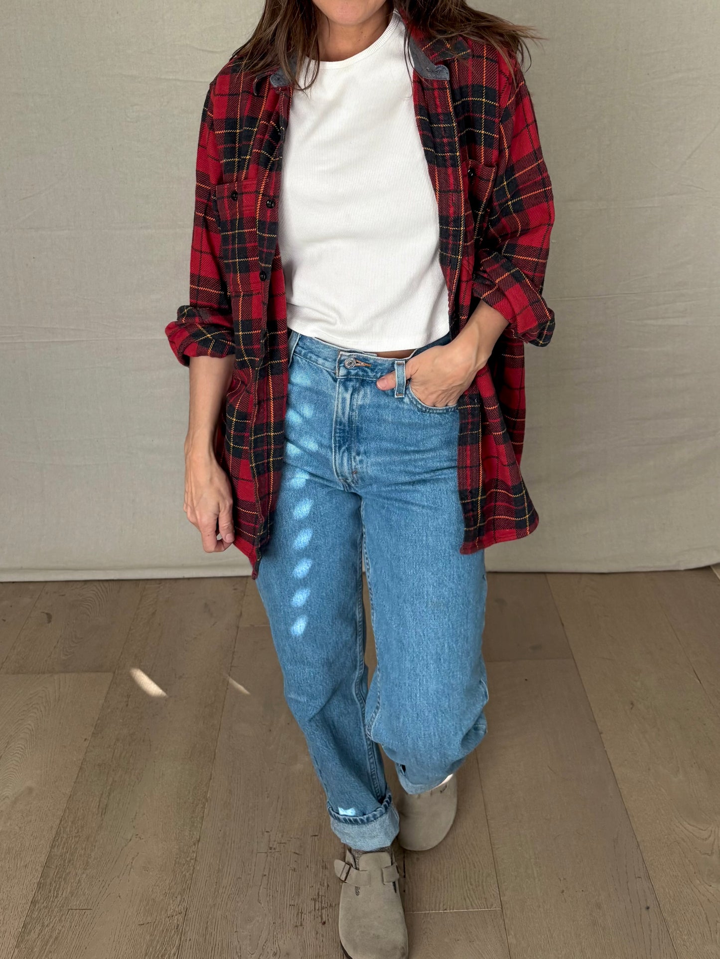 Vintage Wallace &; Barnes Plaid Flannel – 90s Workwear Layer