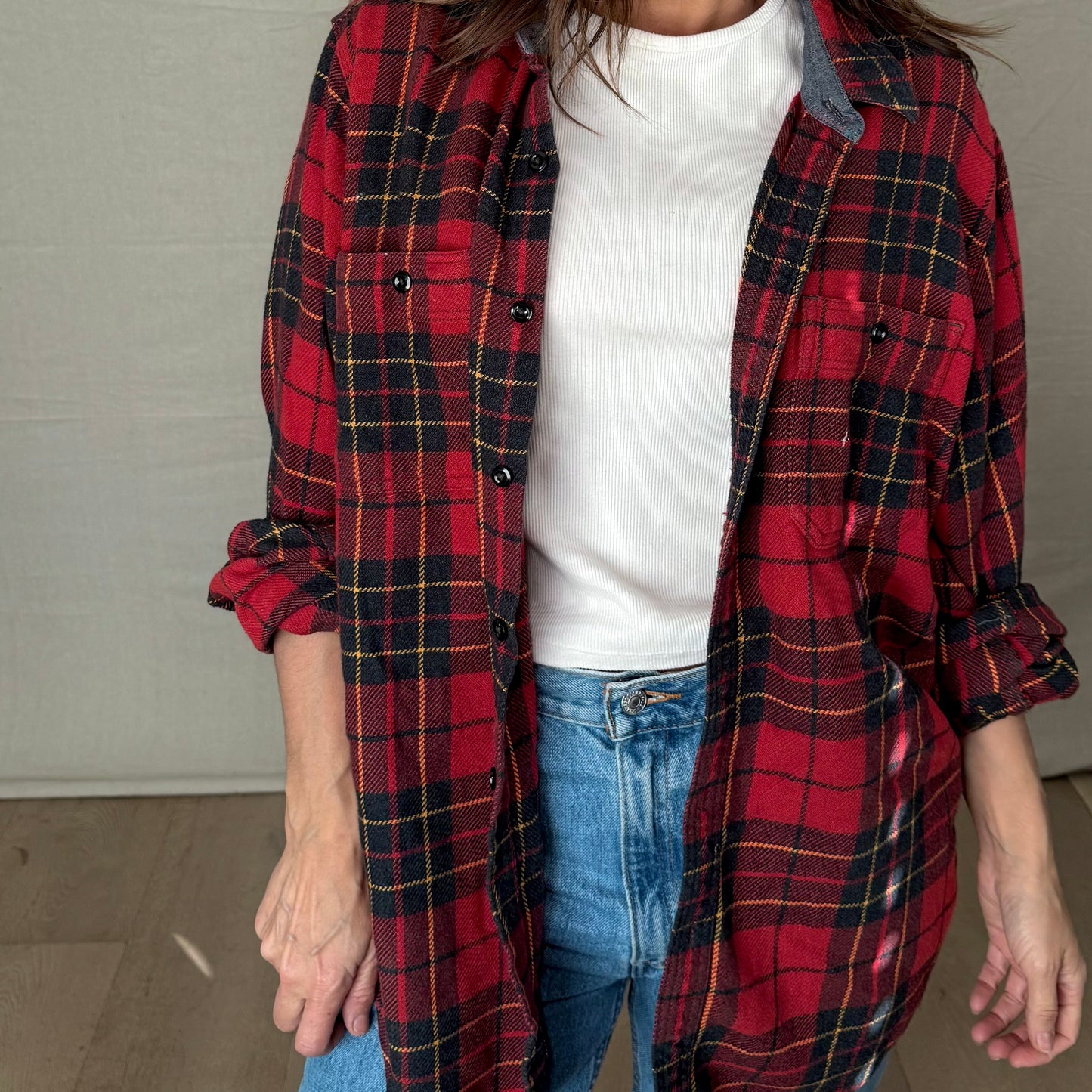 Vintage Wallace &; Barnes Plaid Flannel – 90s Workwear Layer