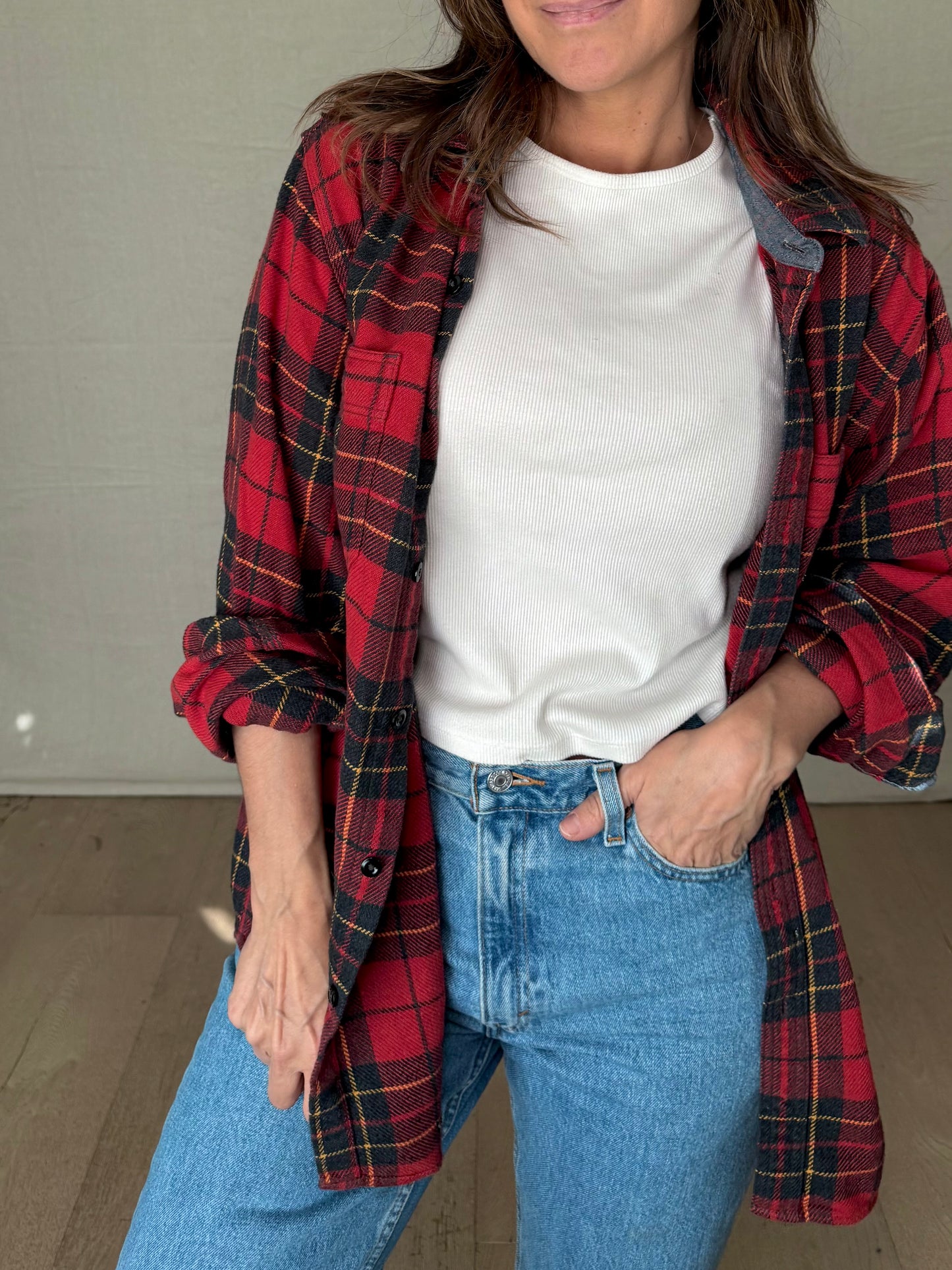 Vintage Wallace &; Barnes Plaid Flannel – 90s Workwear Layer