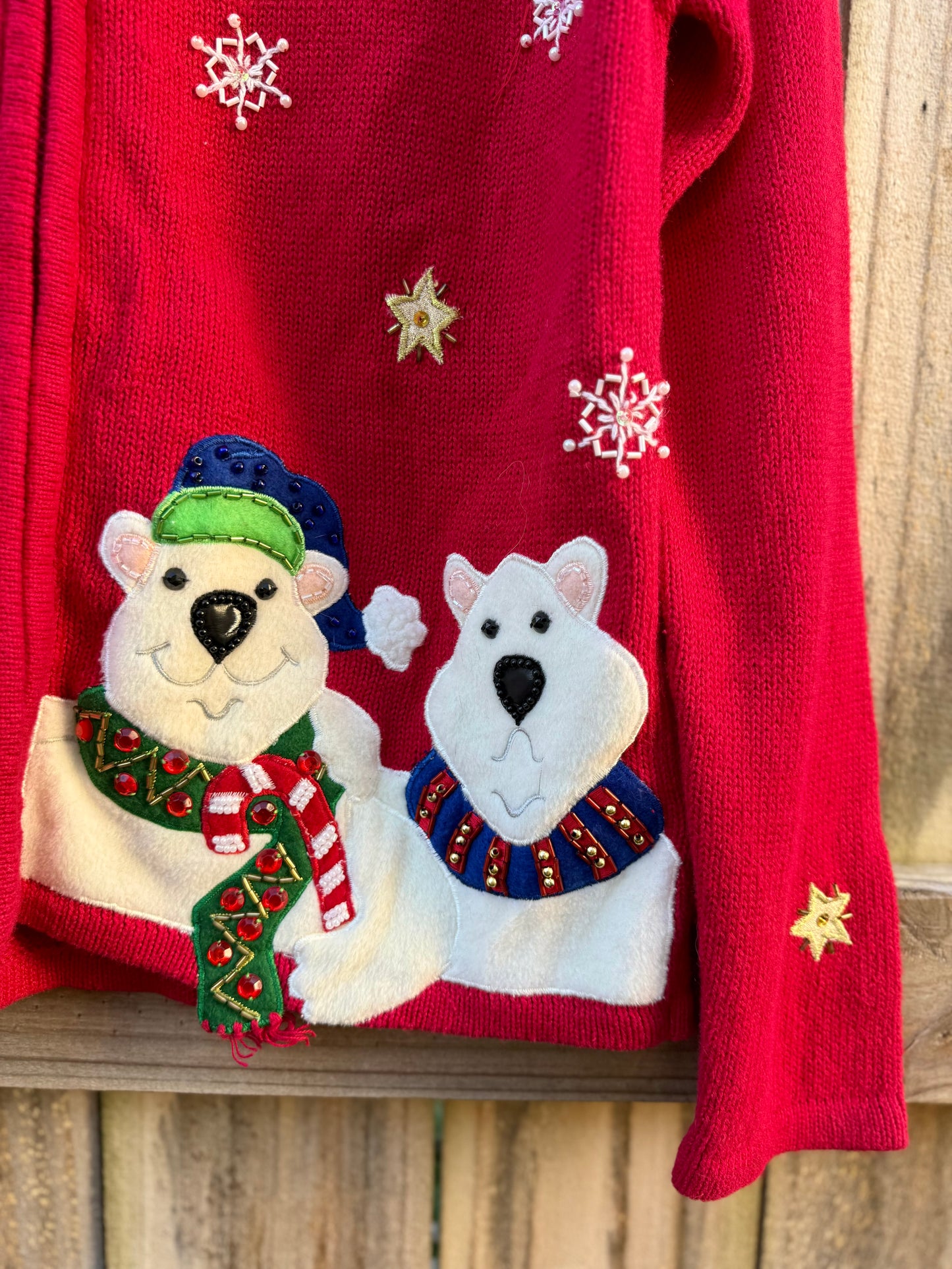 Vintage Polar Bear Holiday Zip Cardigan - Tiara International