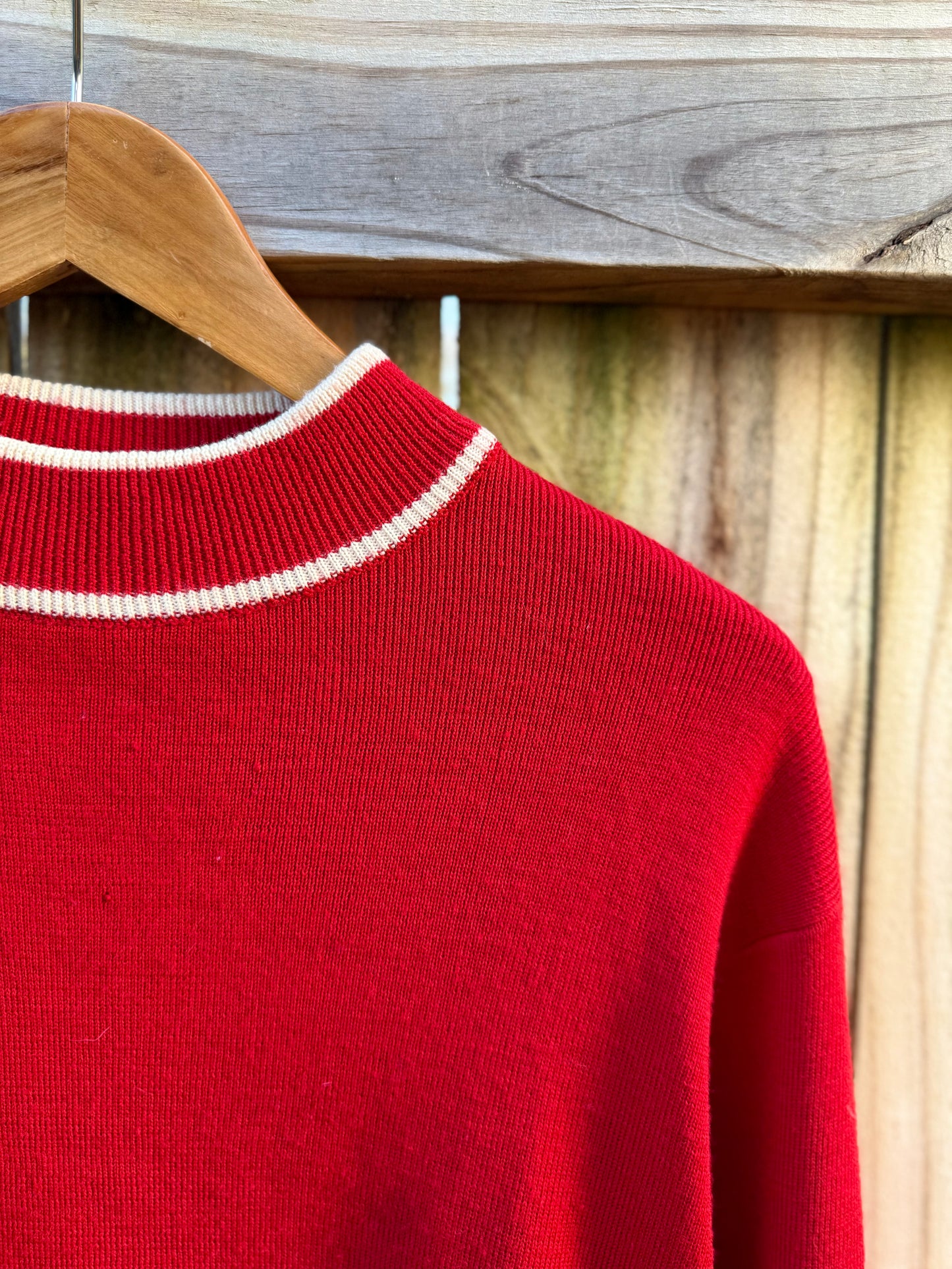 Vintage Red Tipped Knit Sweater – Made in Hong Kong