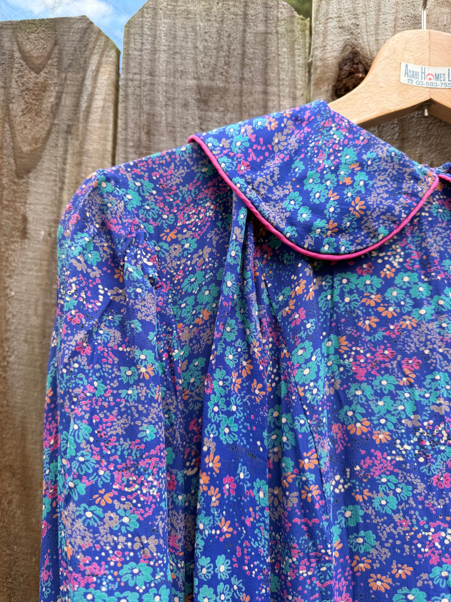 1980s Violet Prairie Dress, Peter Pan Collar, Floral Print