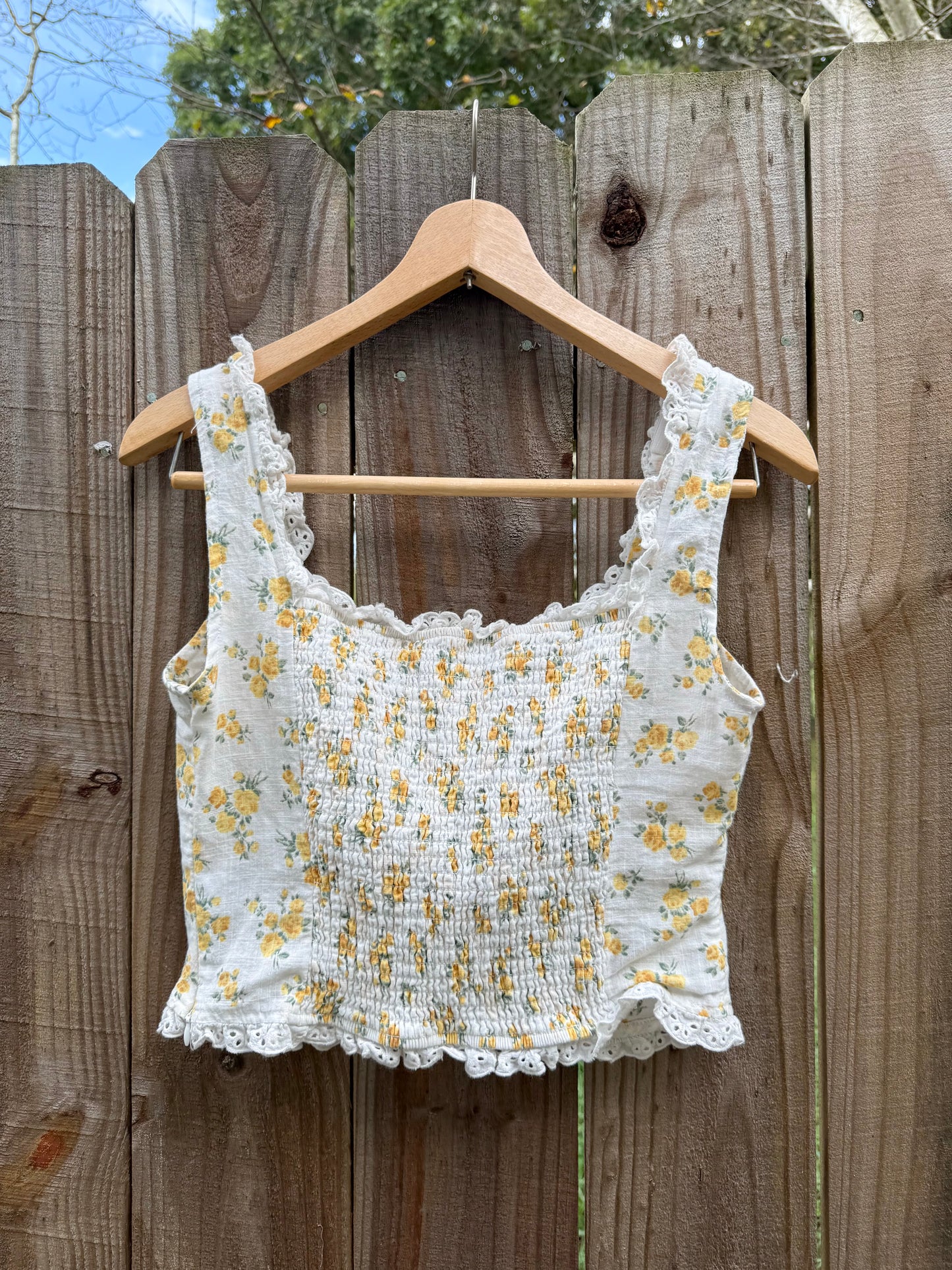 Reworked ASTR Linen Corset Tank – Yellow Floral