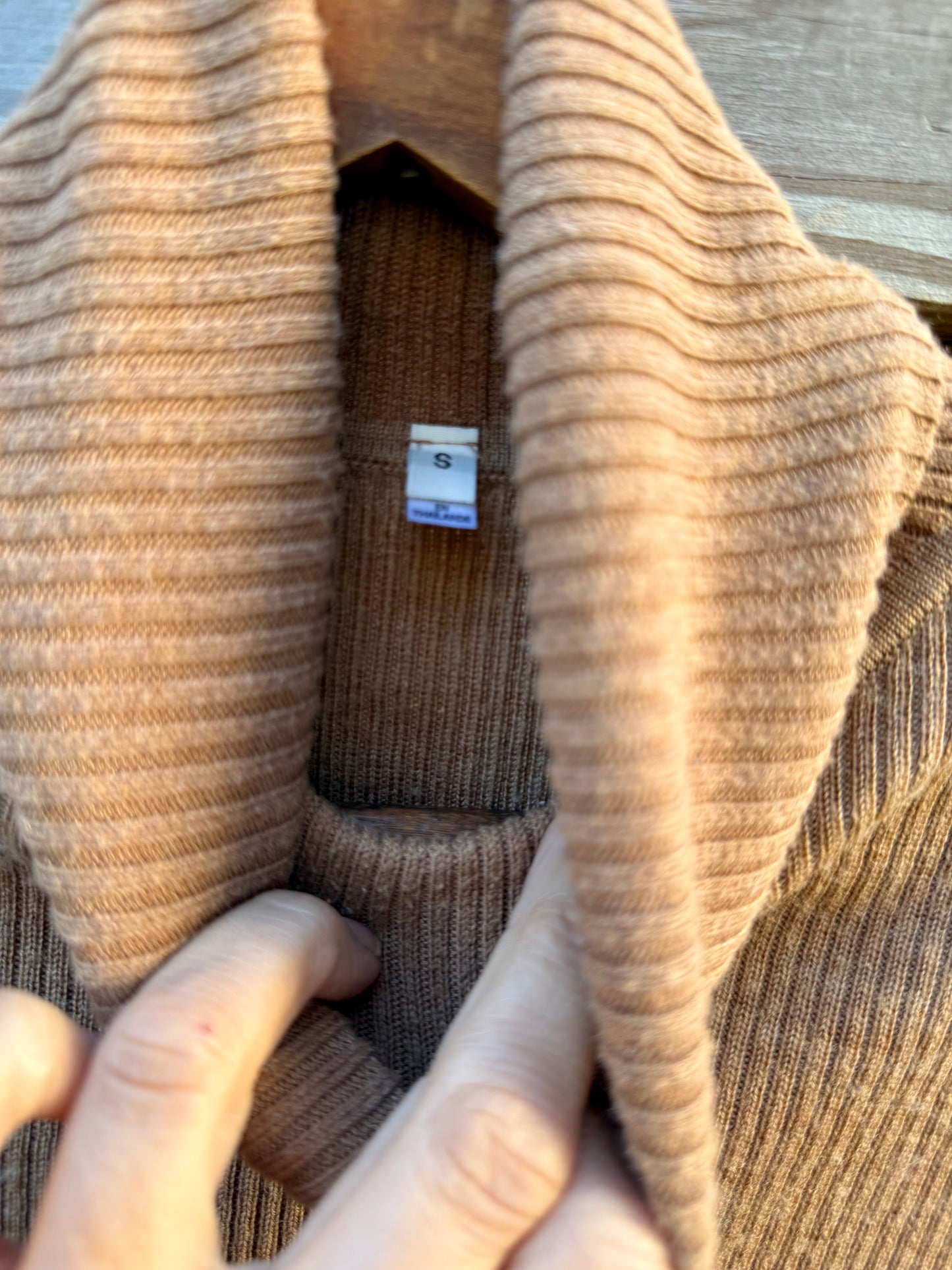 Camel Ribbed Turtleneck – Slim Quiet Luxury Fit