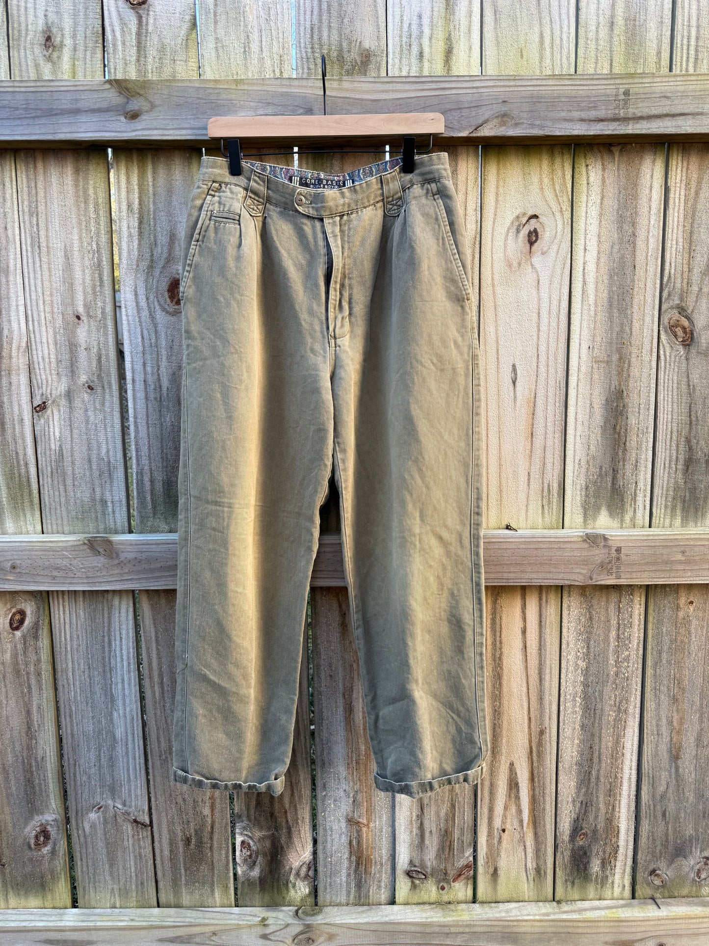 Vintage Bugle Boy Olive Twill Trousers – Relaxed 90s Fit