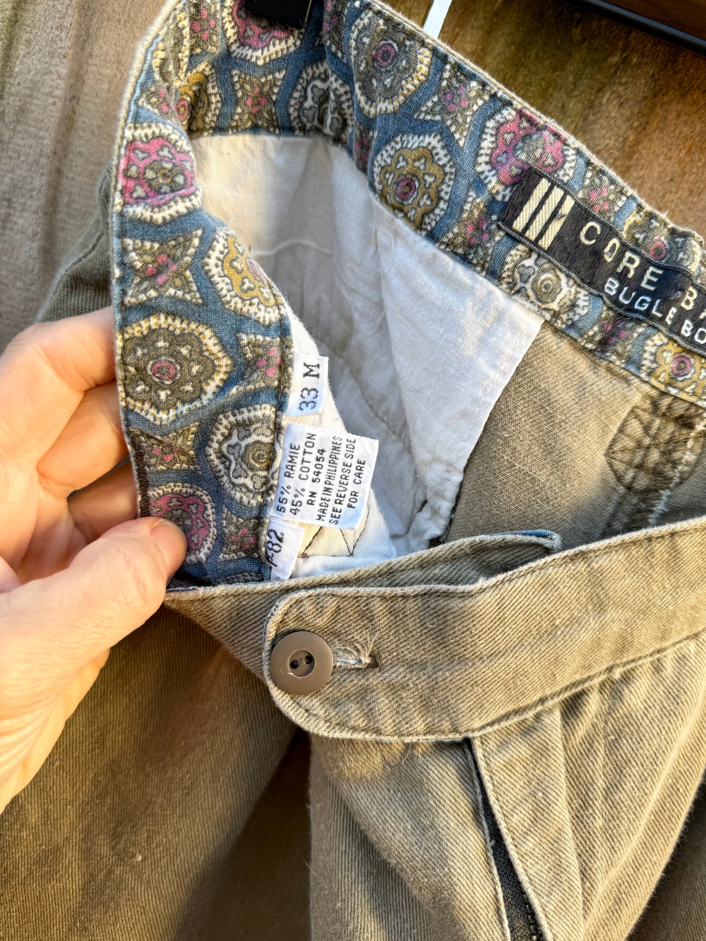 Vintage Bugle Boy Olive Twill Trousers – Relaxed 90s Fit