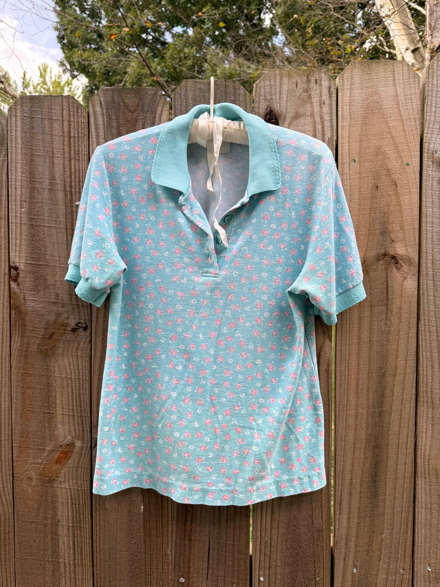 Vintage Jantzen Floral Knit Polo Top