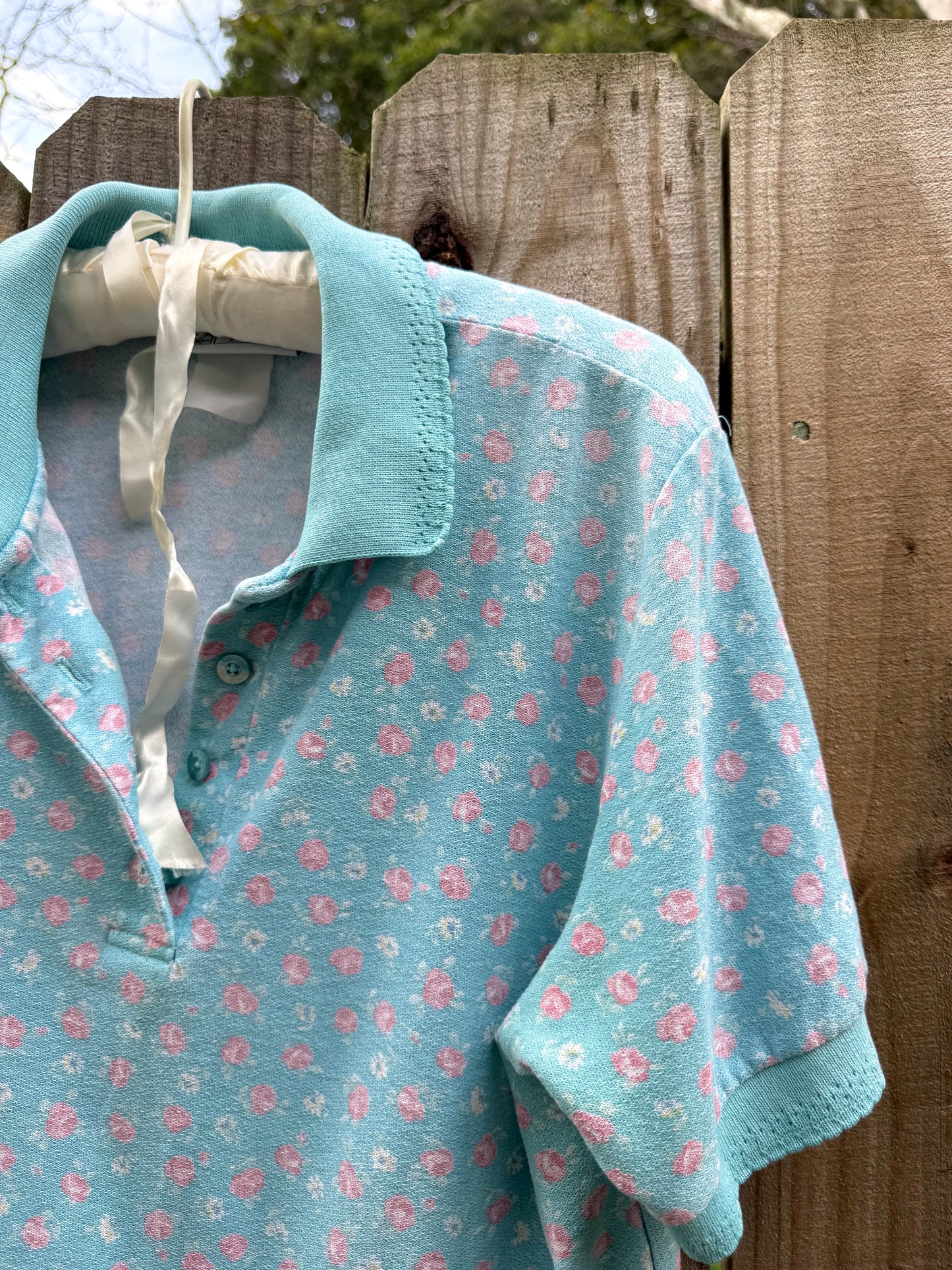 Vintage Jantzen Floral Knit Polo Top