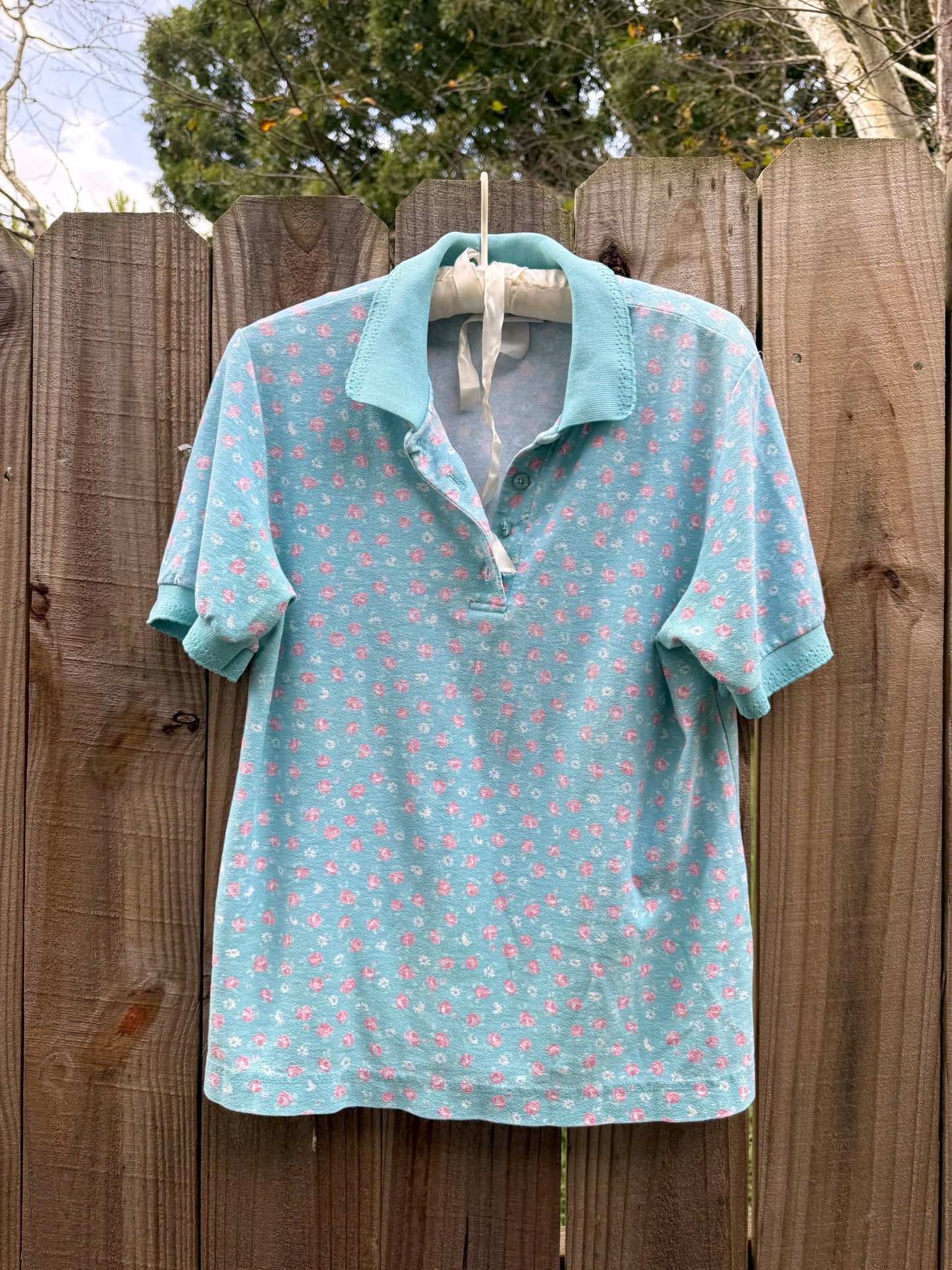 Vintage Jantzen Floral Knit Polo Top