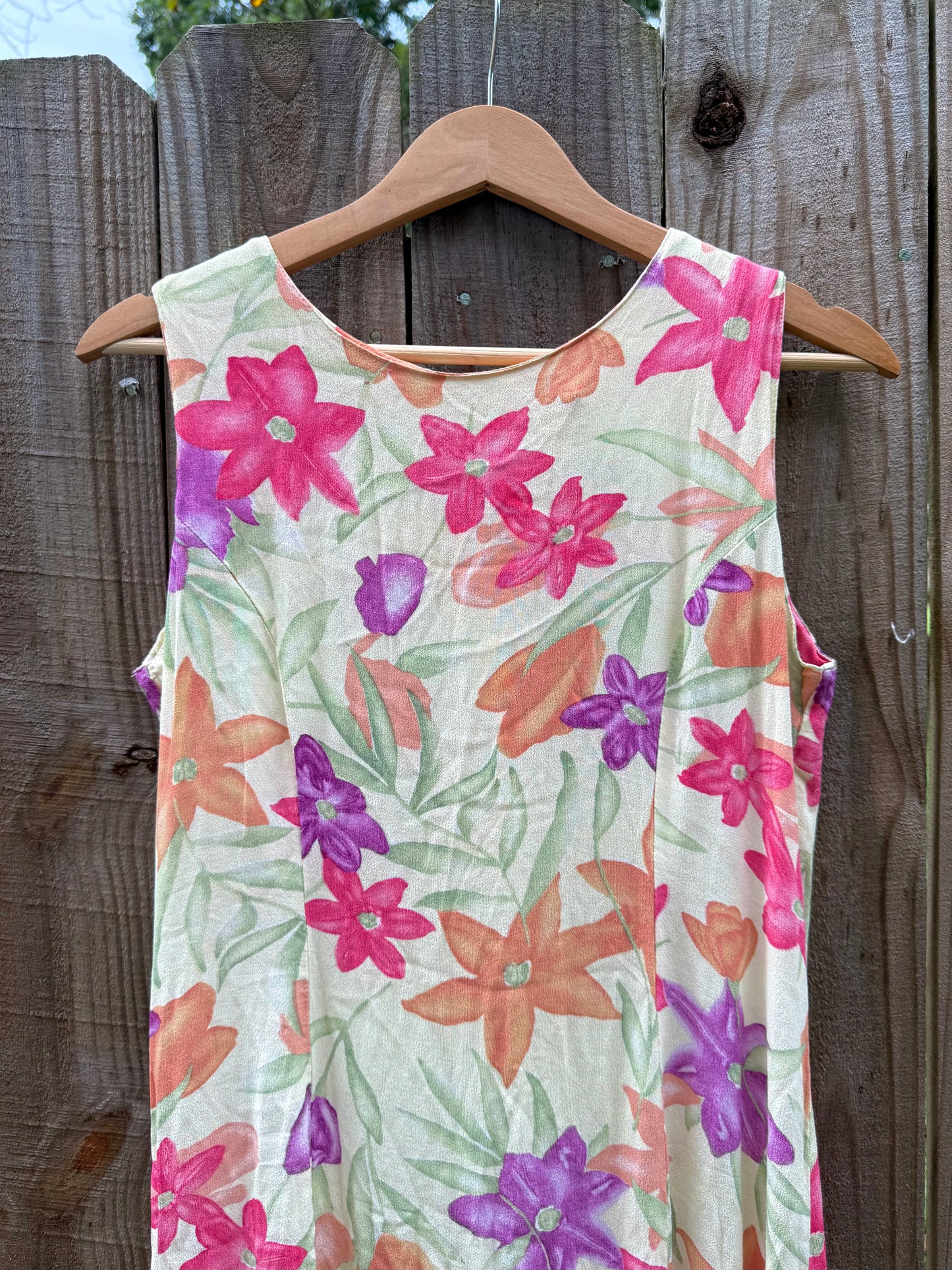 Vintage 90s Floral Column Maxi Dress, Pastel Print - Romantic Grunge