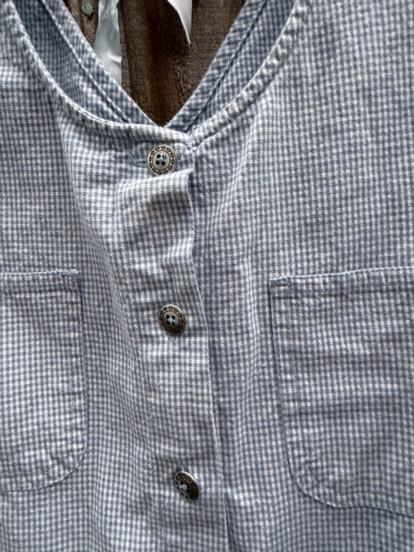 Vintage Reworked Gingham Column Dress 90s Blue