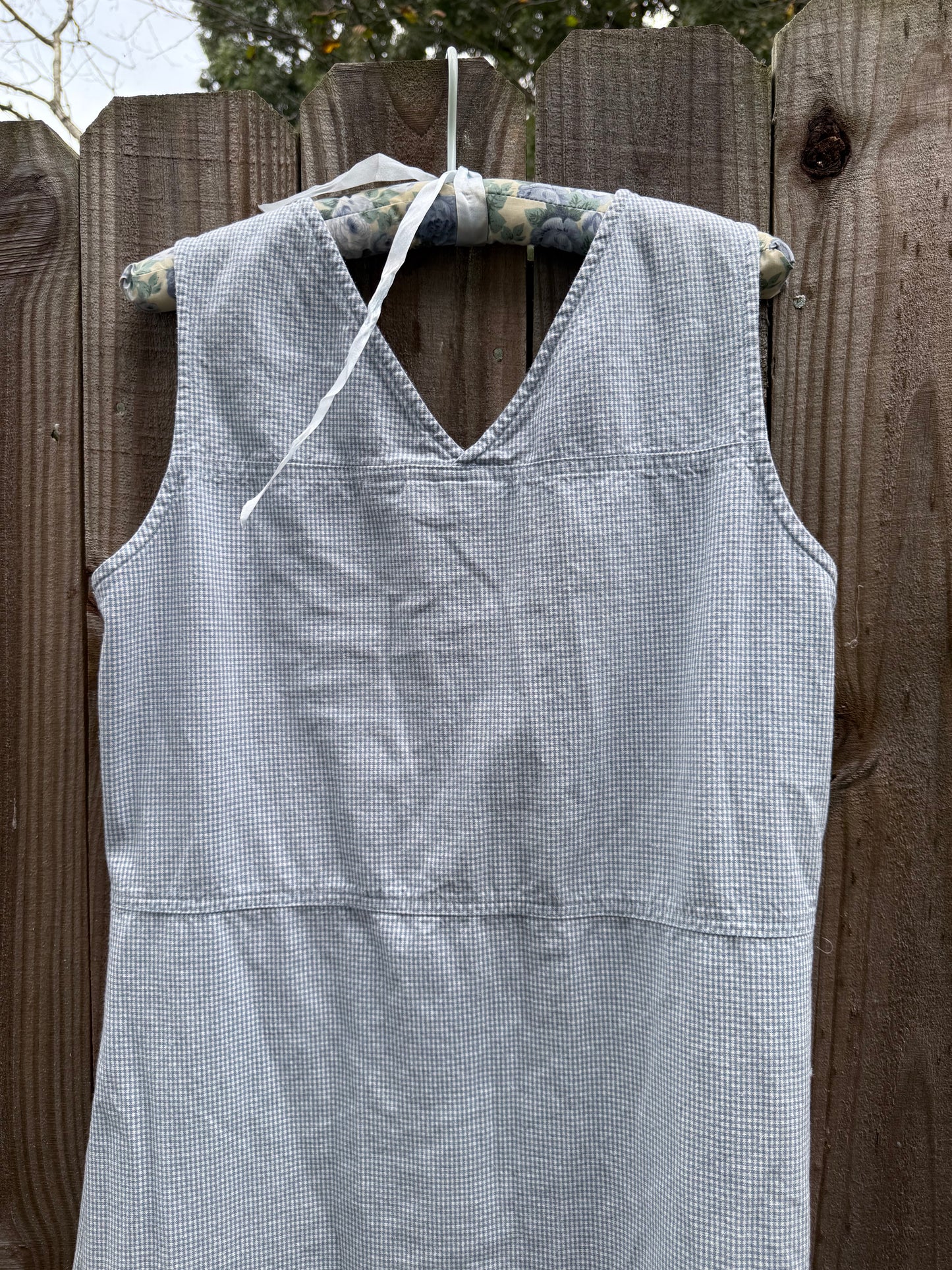 Vintage Reworked Gingham Column Dress 90s Blue