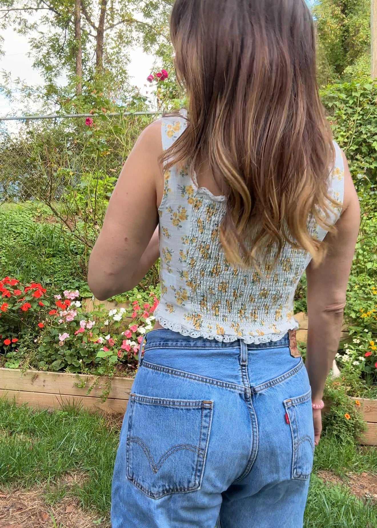 Reworked ASTR Linen Corset Tank – Yellow Floral