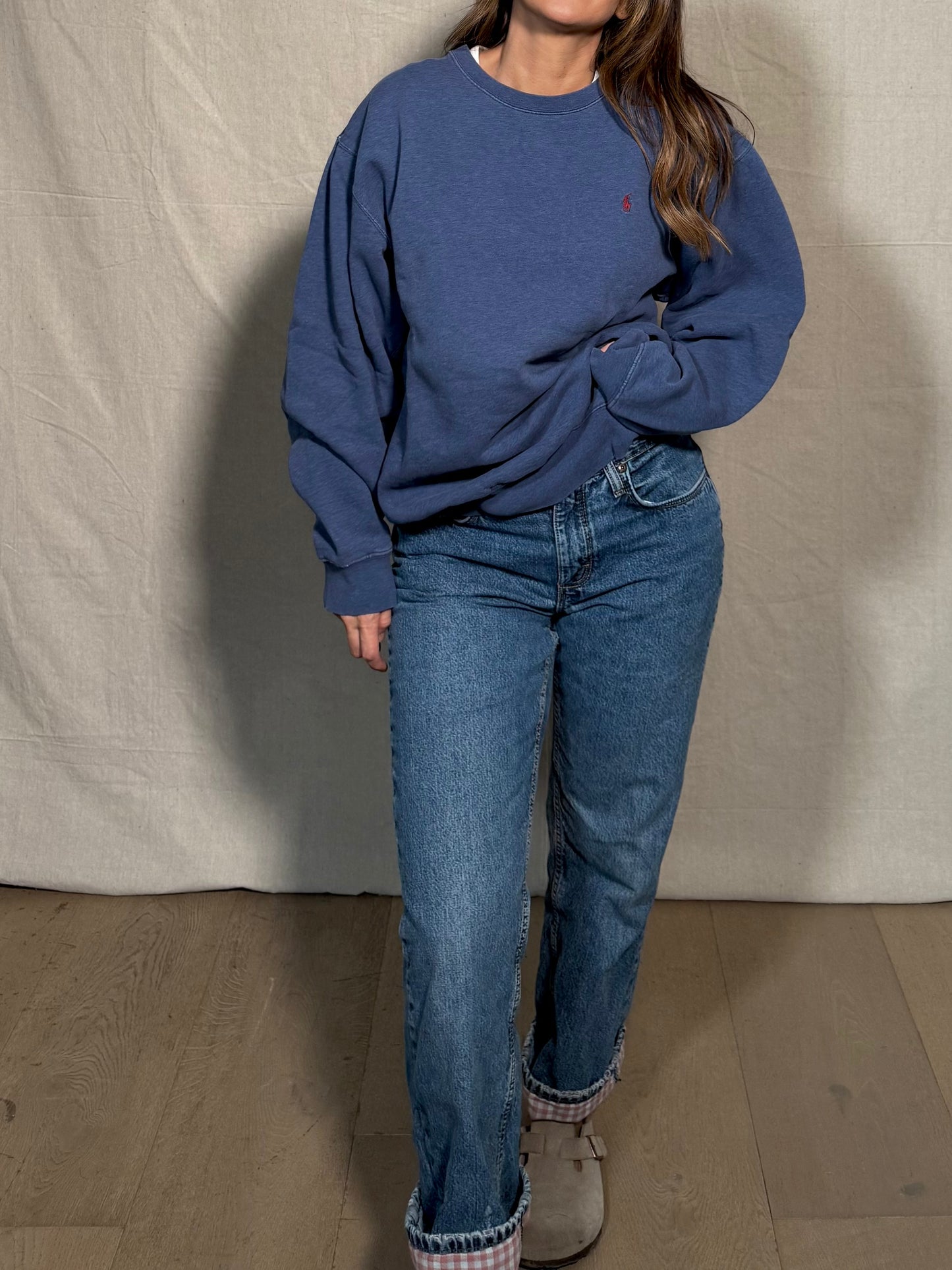 Polo Ralph Lauren Classic Crewneck Pullover Sweatshirt Blue