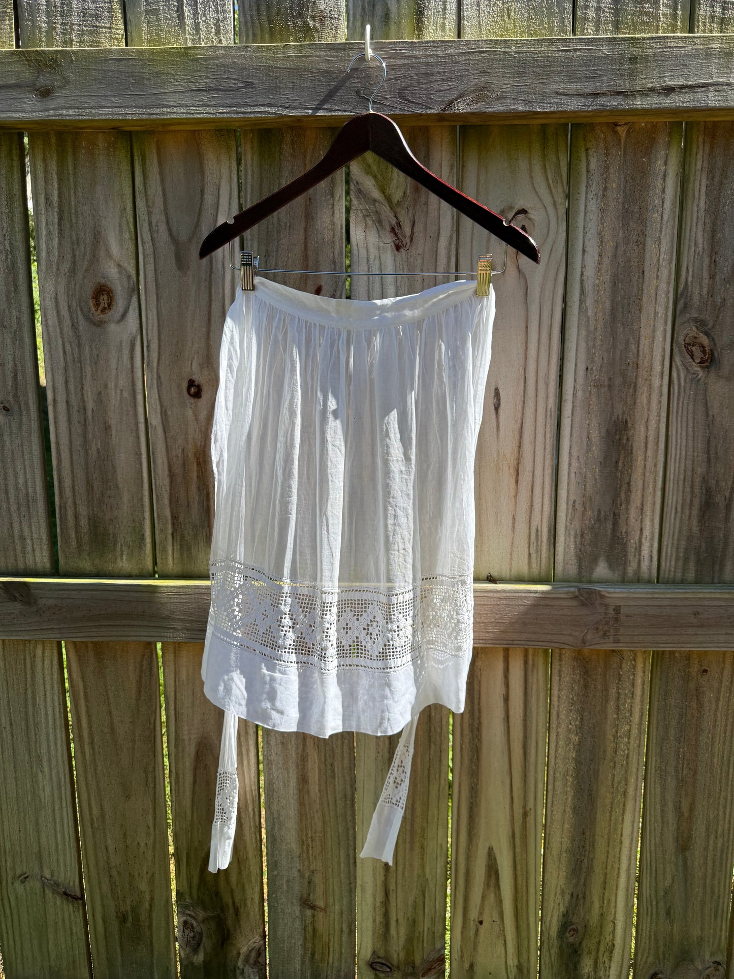 Vintage White Cotton Crochet Apron