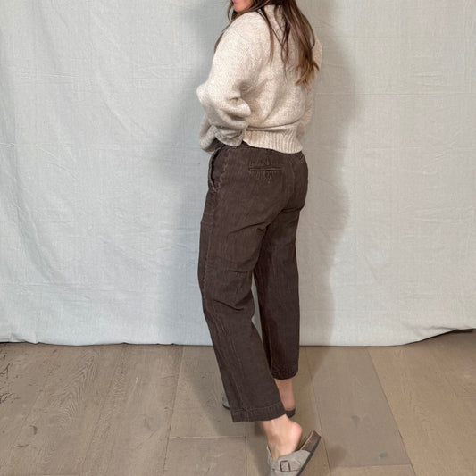 Vintage Chocolate Brown Corduroy Trousers / Straight-Leg Workwear Fit