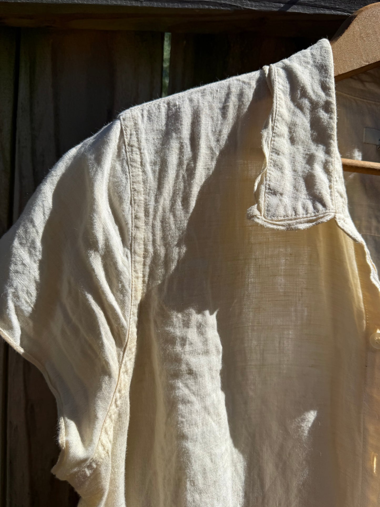 J. Jill Butter Yellow Linen Camp Shirt Vintage