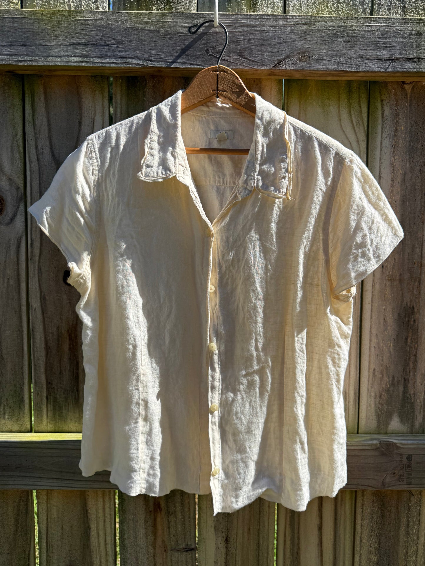 J. Jill Butter Yellow Linen Camp Shirt Vintage