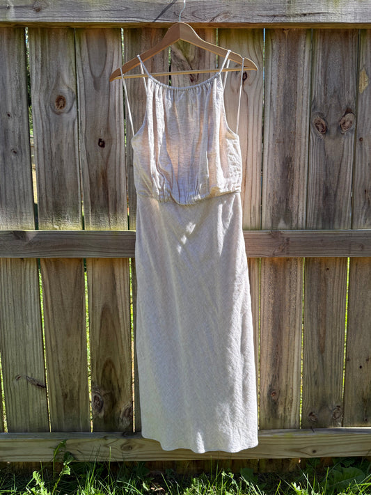 Banana Republic Oatmeal Linen Blend Open Back Midi Dress | Size 6