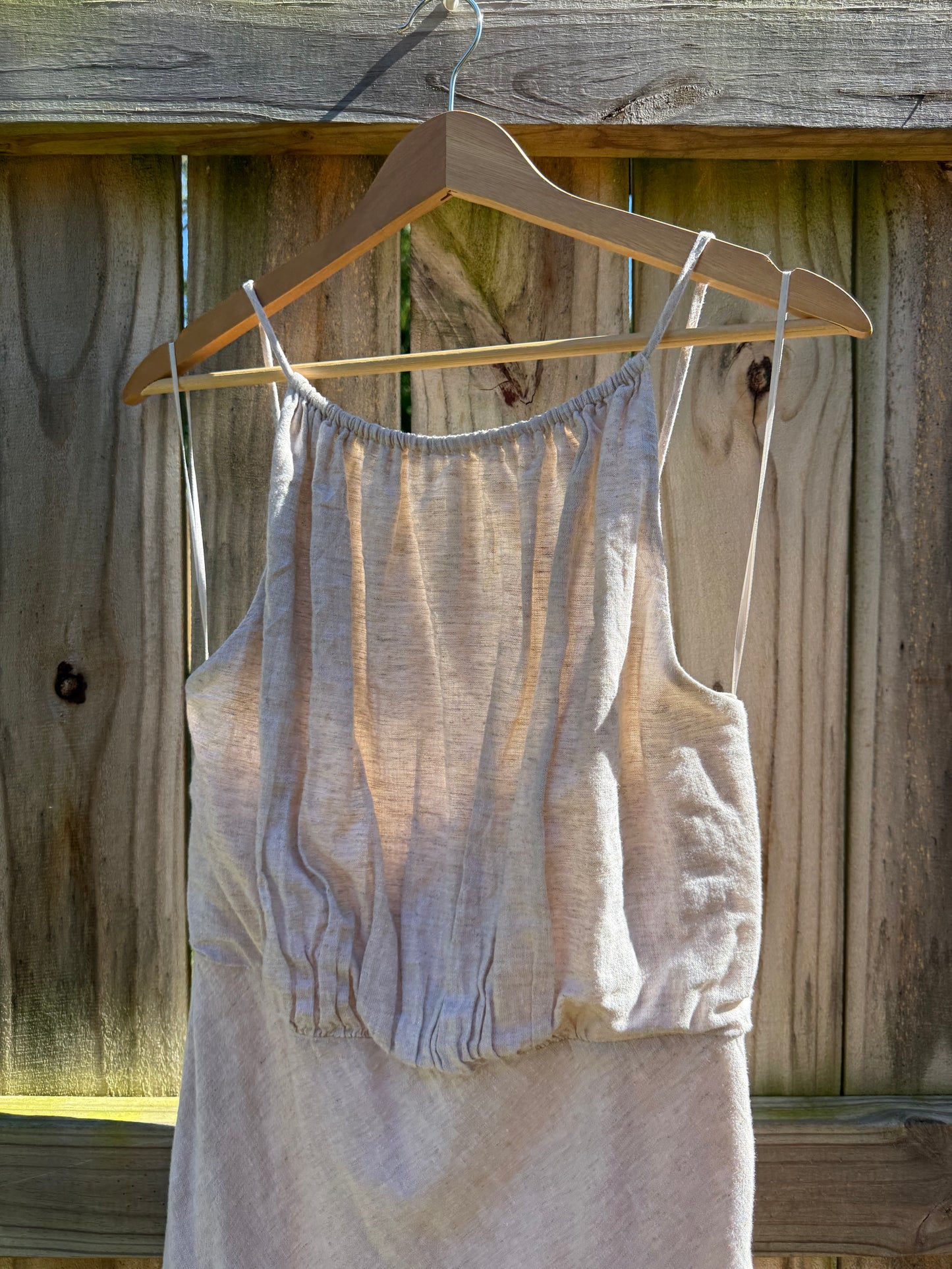 Banana Republic Oatmeal Linen Blend Open Back Midi Dress | Size 6