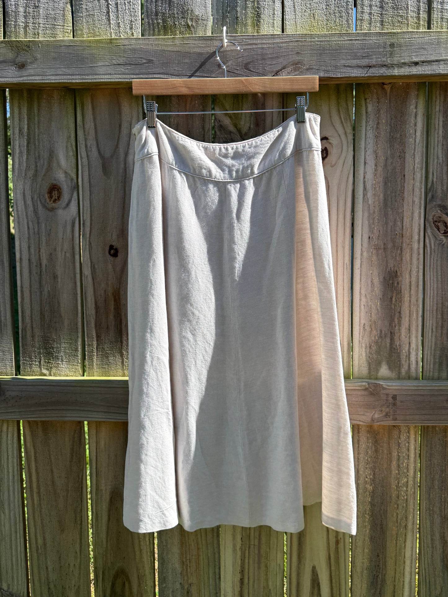 Sigrid Olsen Linen Blend A-Line Midi Skirt | Quiet Luxury Minimalist